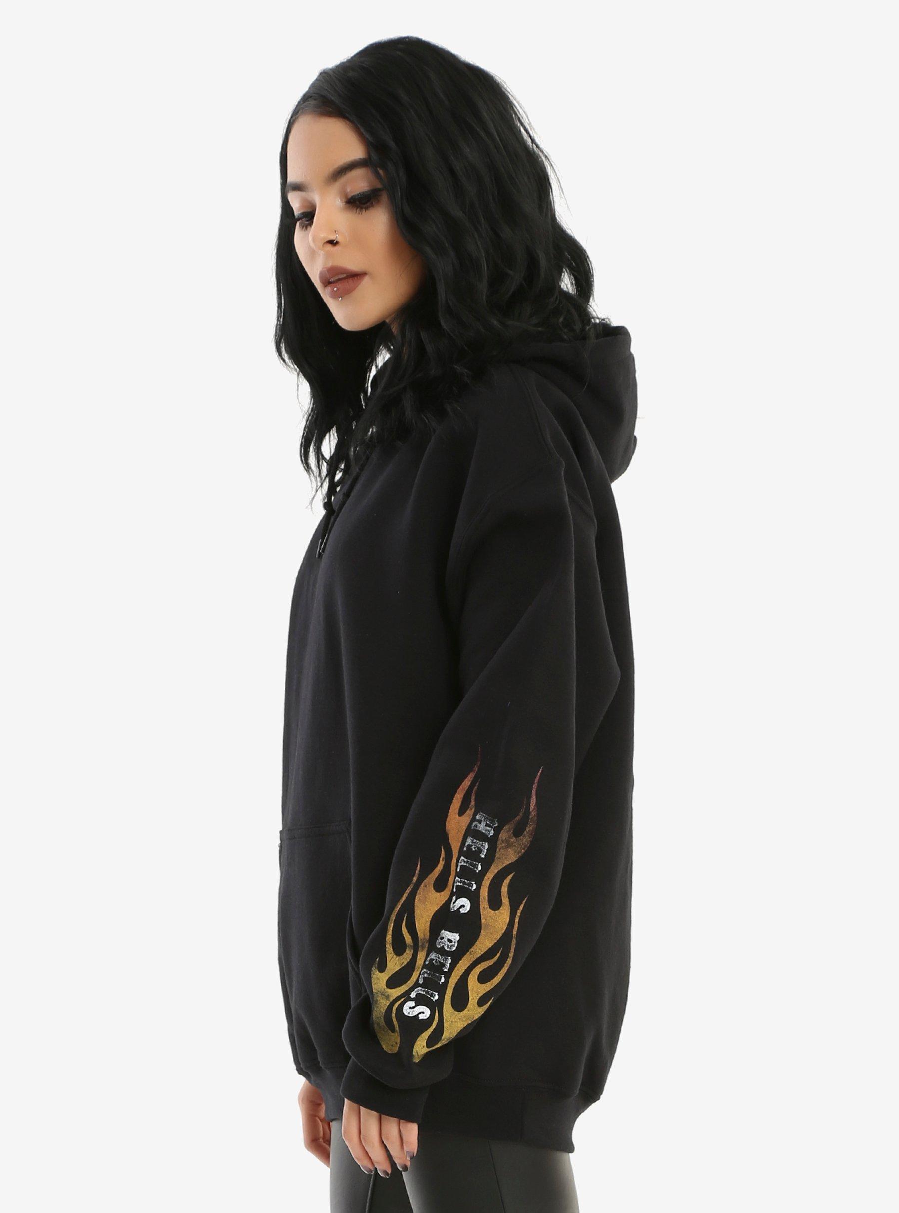 AC/DC Hells Bells Flame Sleeve Girls Hoodie, , alternate