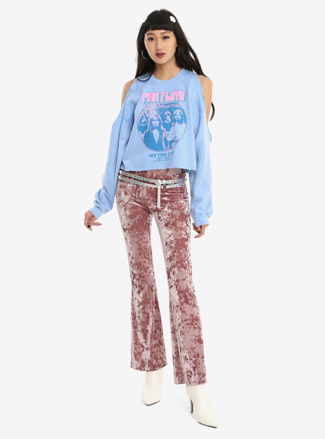 Pink Floyd Blue & Pink Girls Cold Shoulder Crop Sweatshirt, , alternate