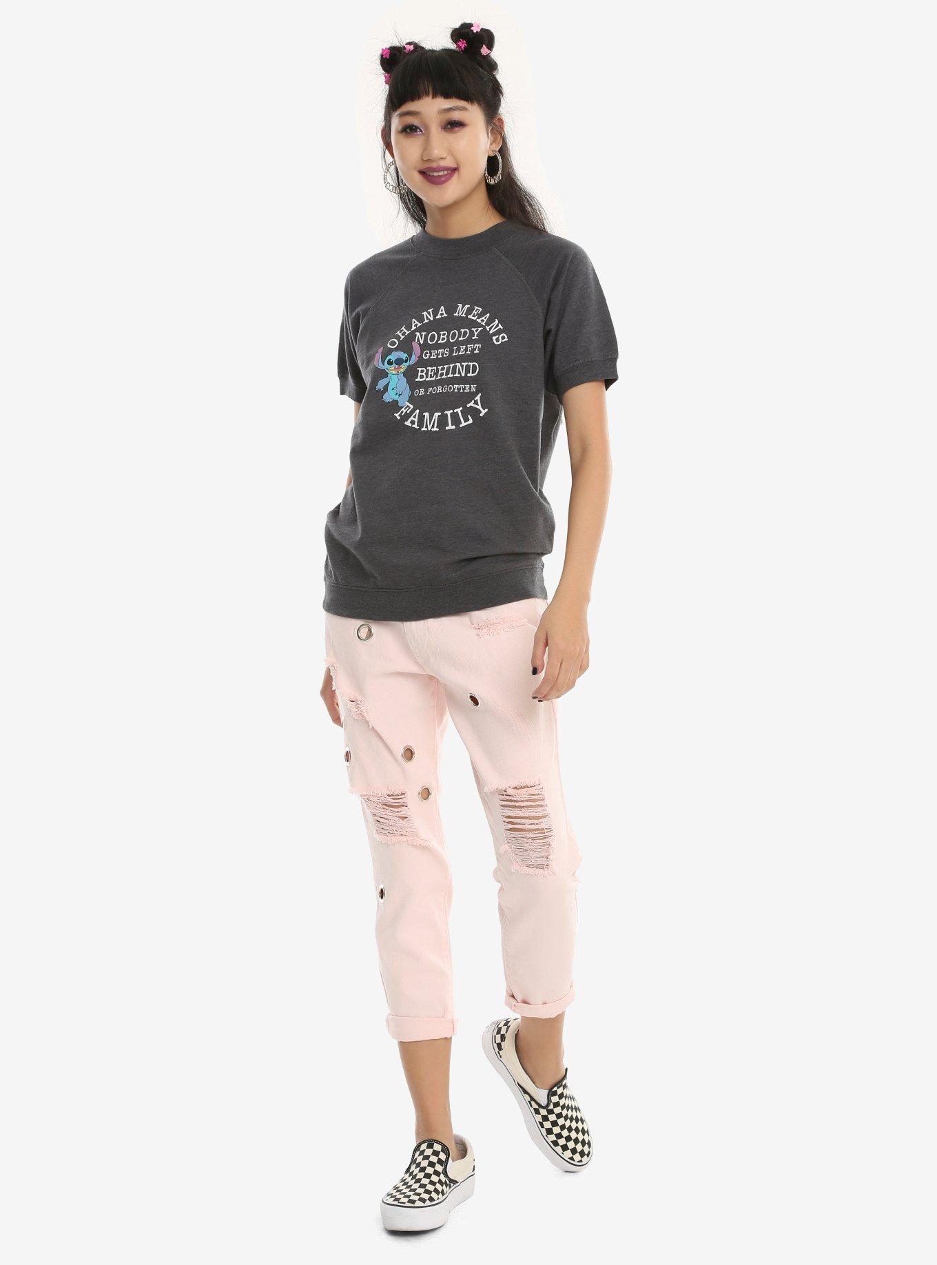 Disney Lilo & Stitch Ohana Girls Short-Sleeve Sweatshirt, MULTI, alternate