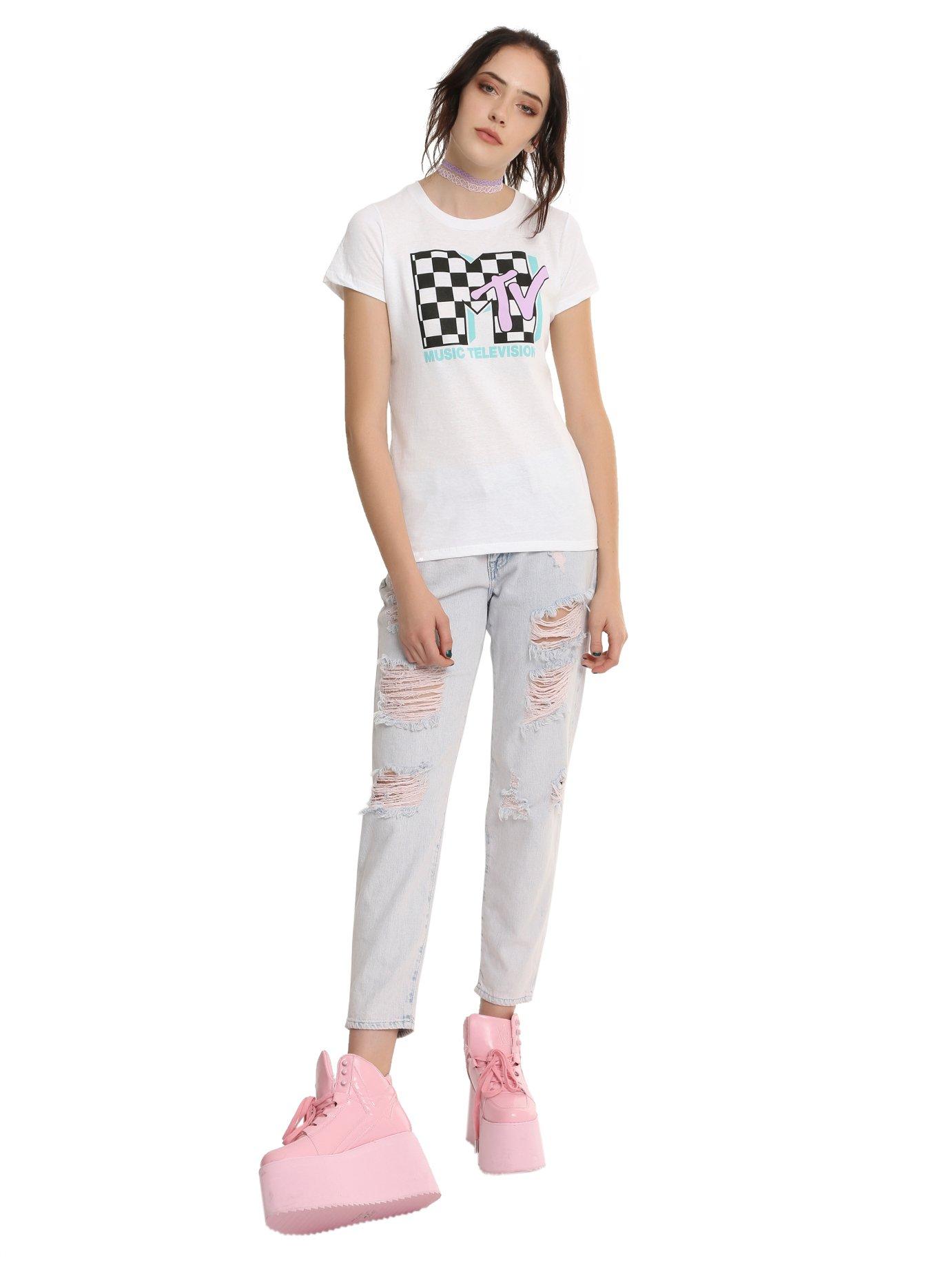 MTV Checkerboard Logo Girls T-Shirt, , alternate