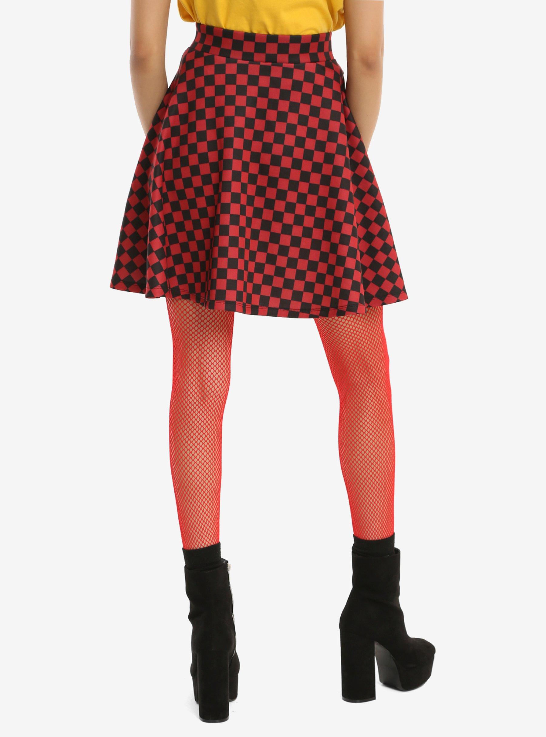 Red & Black Checkered Skirt, , alternate