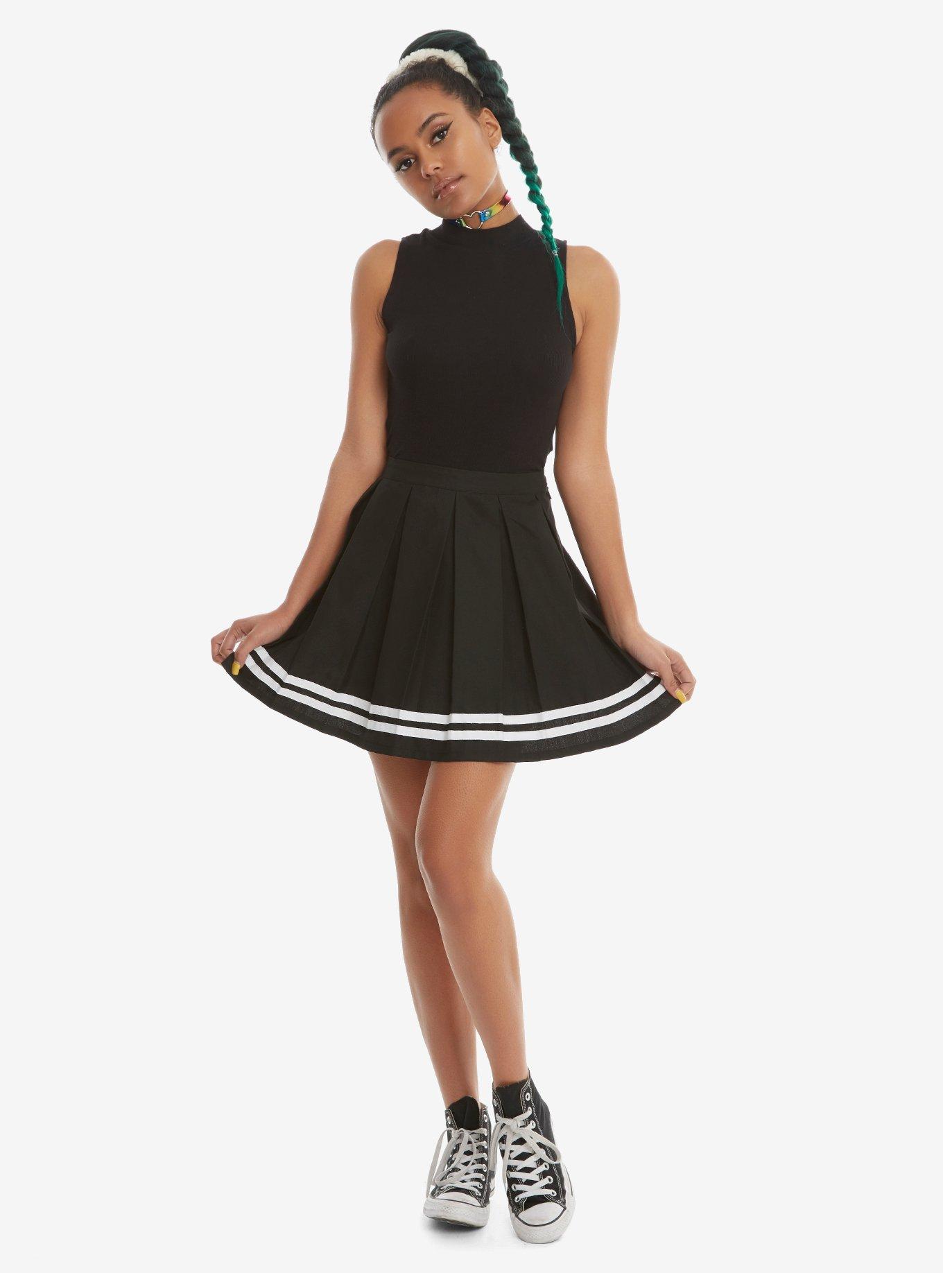 Black Pleated Cheer Skirt, BLACK, alternate