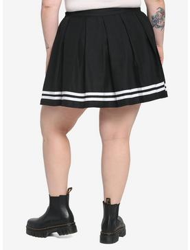 Black Pleated Cheer Skirt Plus Size, , hi-res