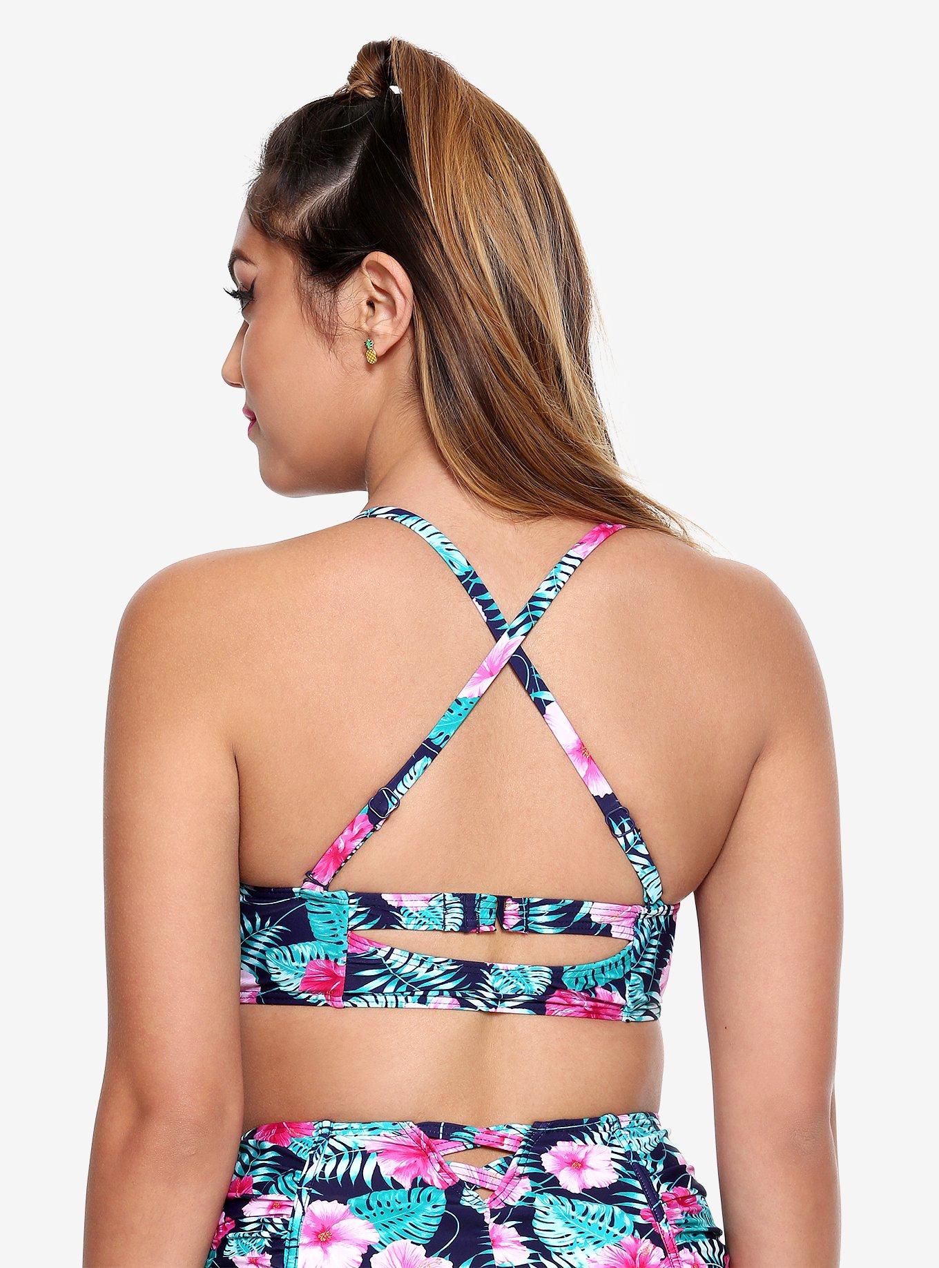 Floral Ruffle Swim Top, FLORAL, alternate