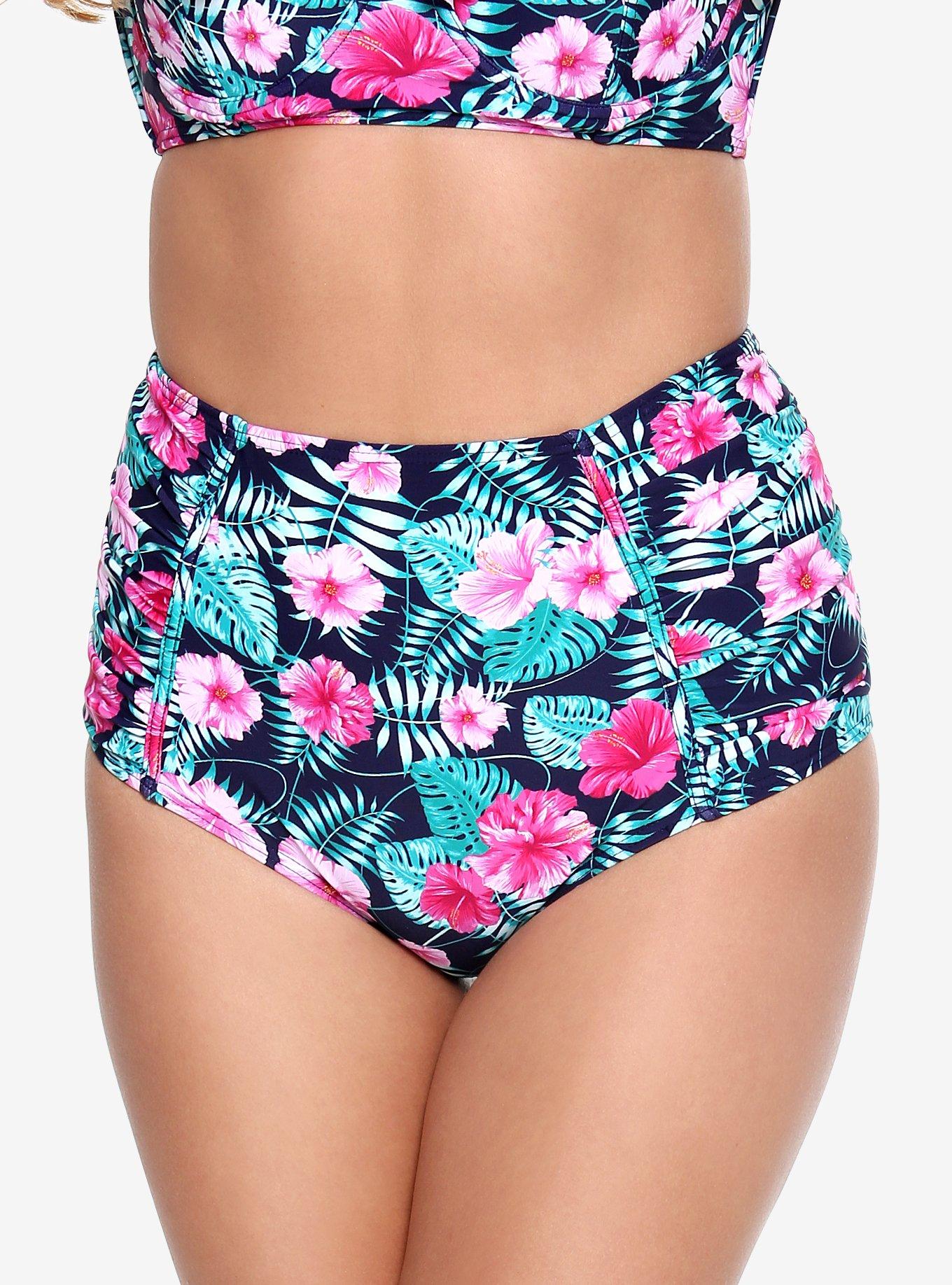 Floral High-Waist Swim Bottoms, , alternate
