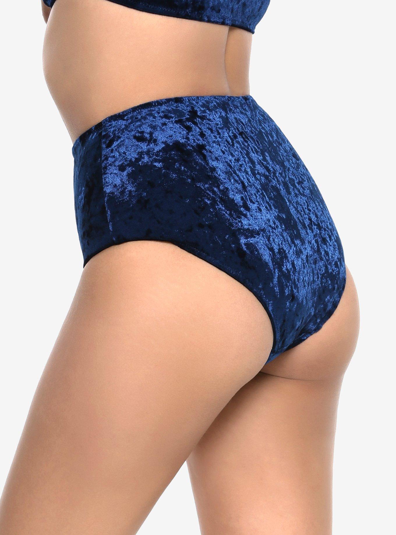 Blue Velvet High-Waisted Swim Bottoms, BLUE, alternate