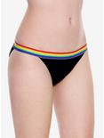 Rainbow Varsity Stripe Triangle Swim Bottoms, BLACK, alternate