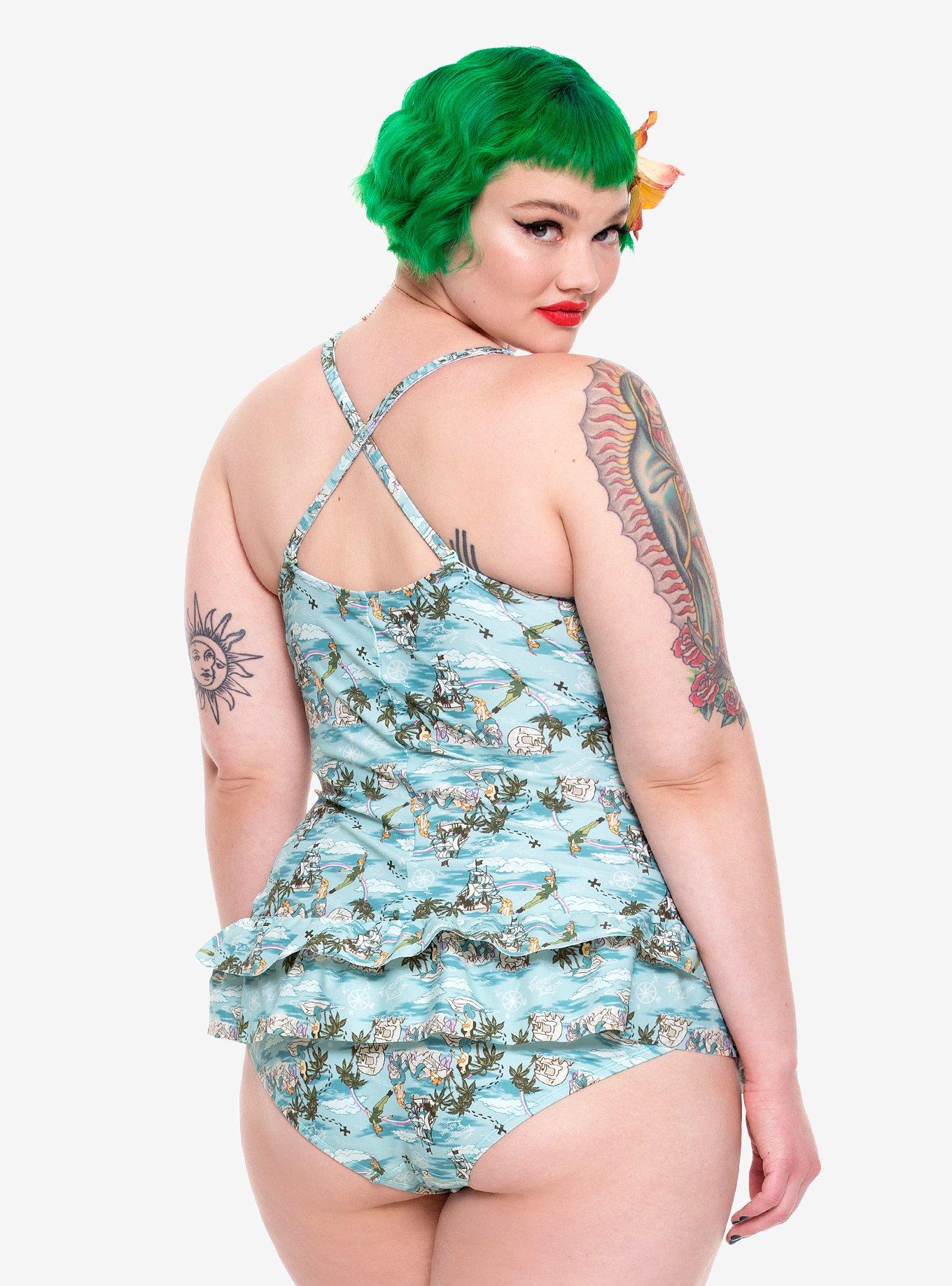 Disney Peter Pan Mermaid Lagoon Retro Swimsuit Plus Size, MULTI, alternate