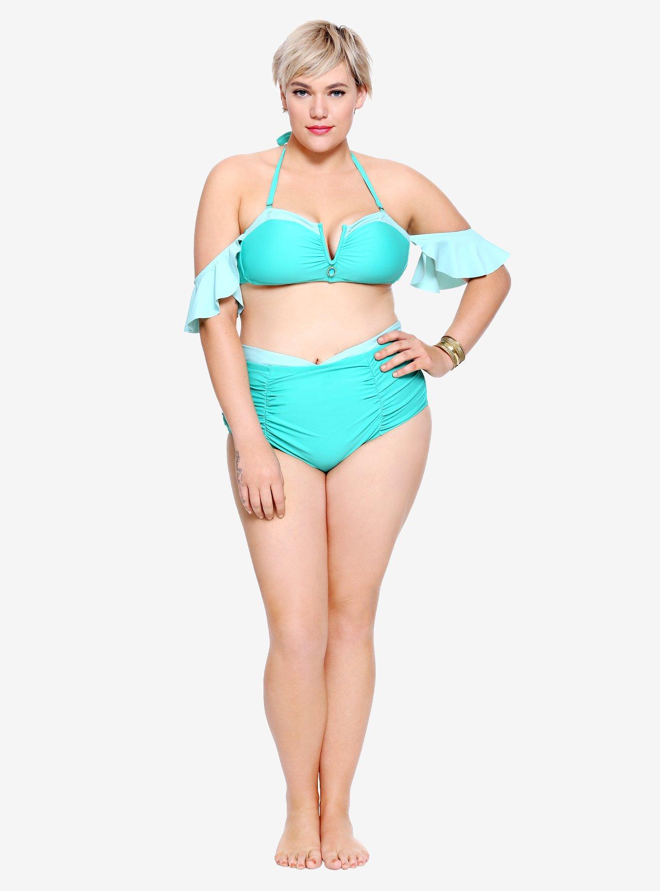 Disney Aladdin Jasmine Off-The-Shoulder Swim Top Plus Size, TEAL, alternate