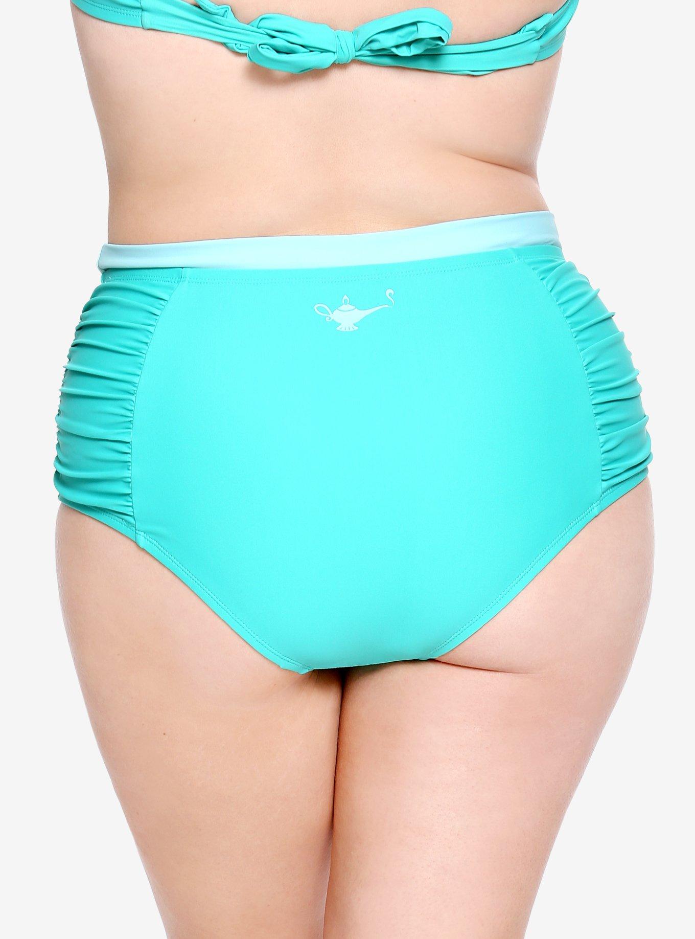 Disney Aladdin Jasmine High-Waisted Swim Bottoms Plus Size, TEAL, alternate