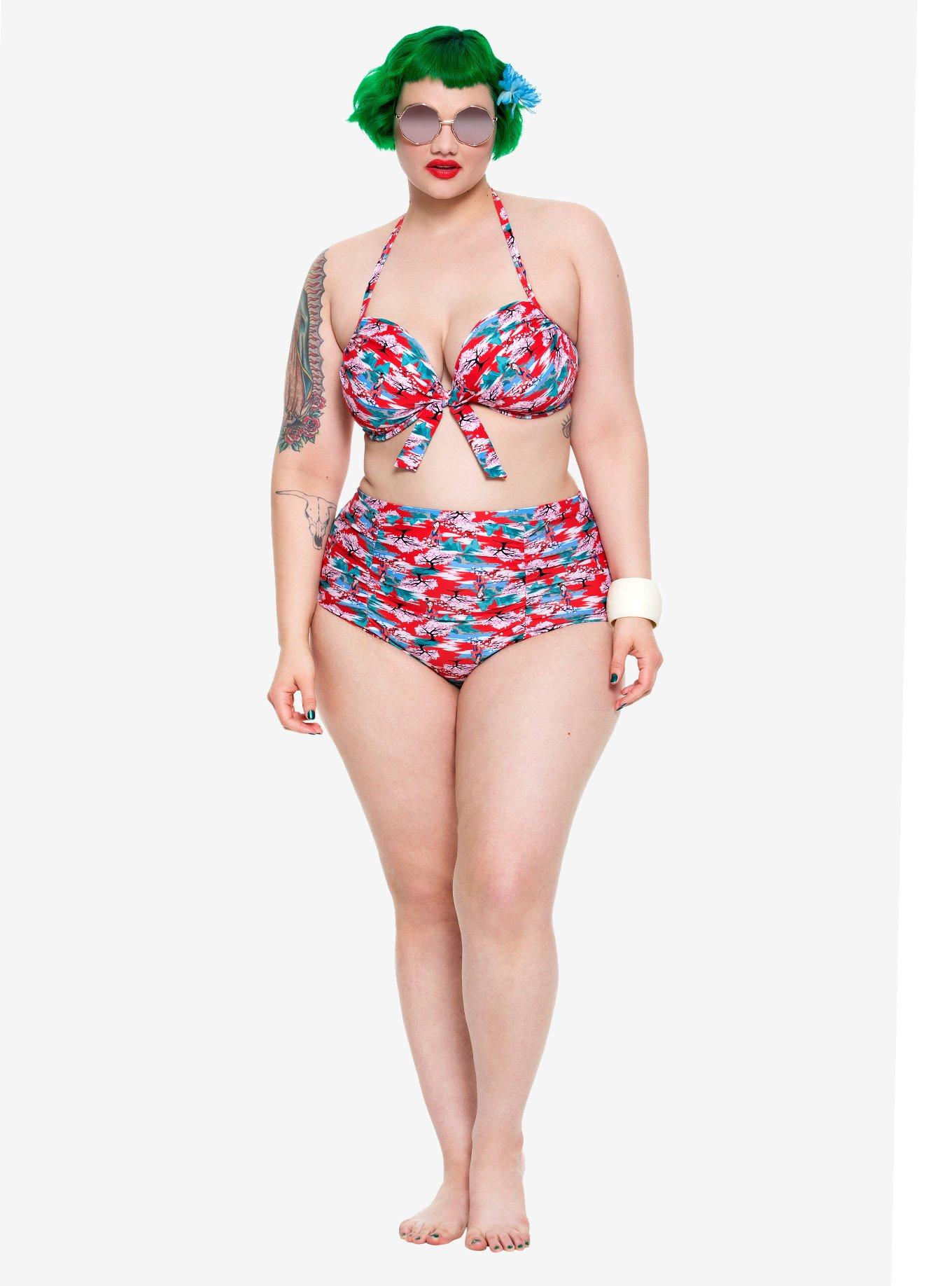 Disney Mulan Retro Swim Top Plus Size, RED, alternate