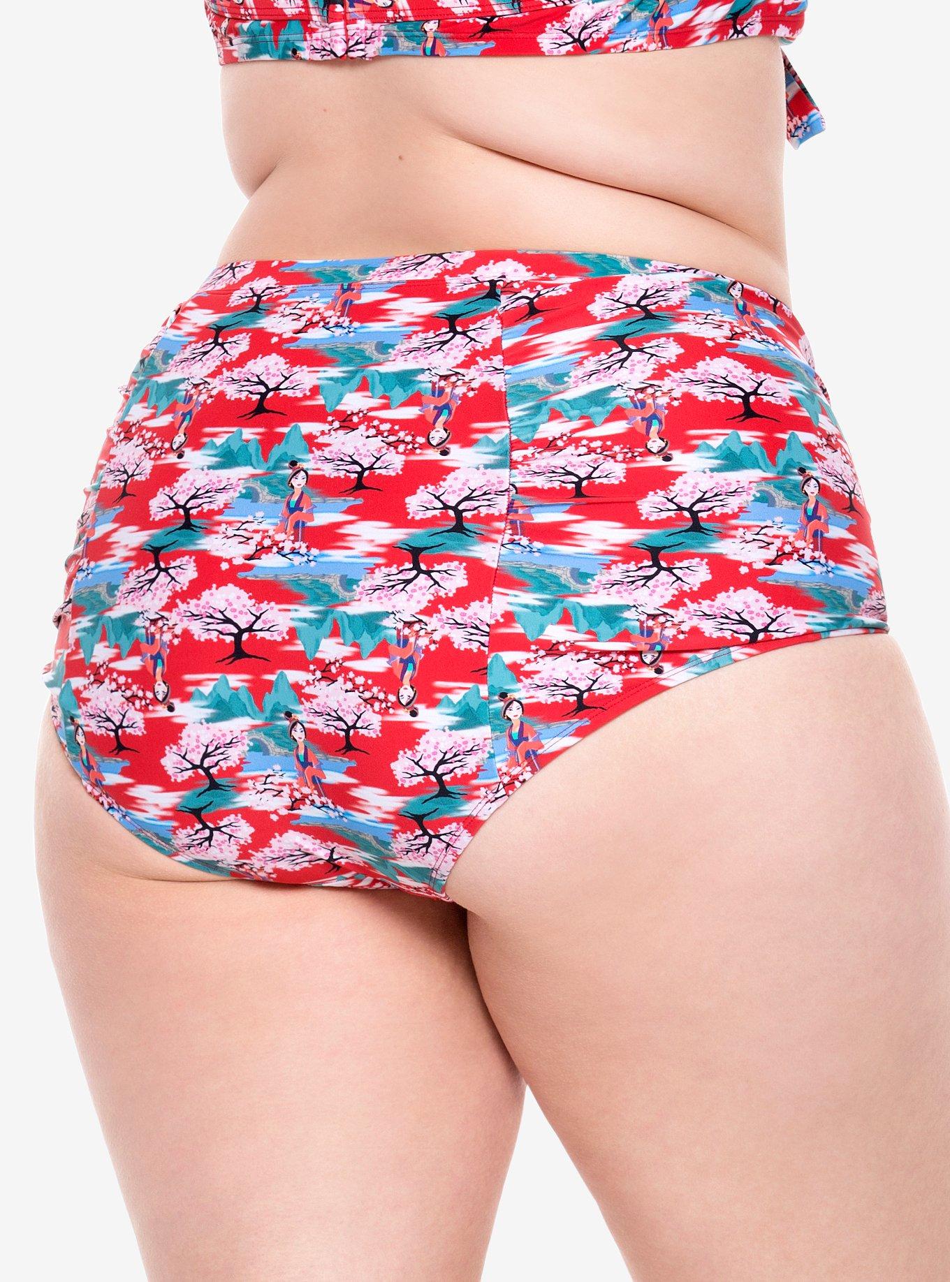 Disney Mulan Retro High-Waisted Swim Bottoms Plus Size, , alternate