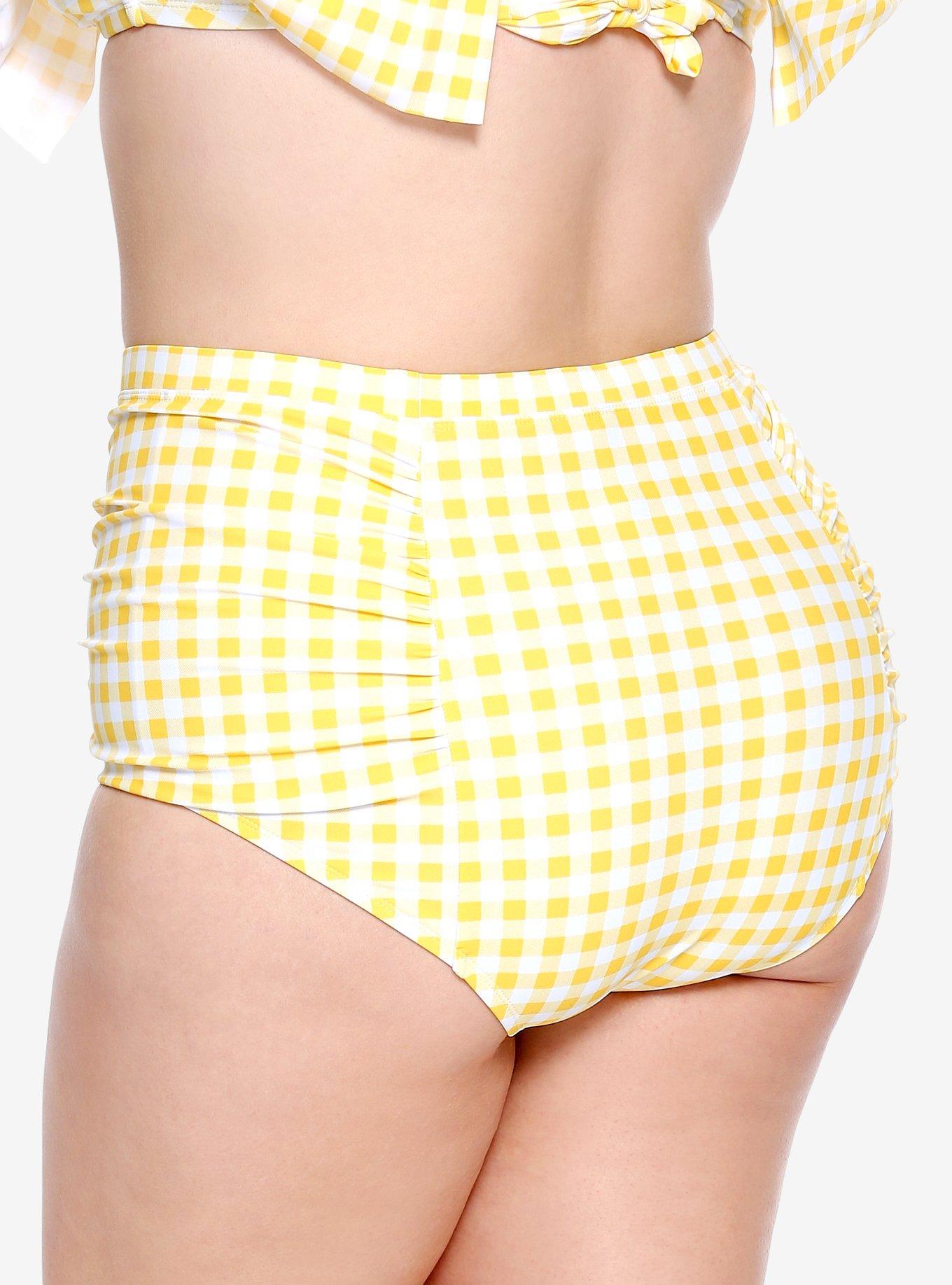 Disney Beauty And The Beast Belle Gingham Swim Bottoms Plus Size, YELLOW, alternate