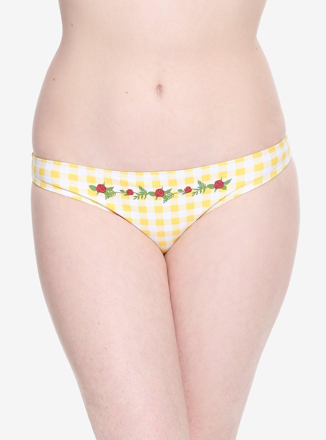 Disney Beauty And The Beast Belle Gingham Swim Bottoms, YELLOW, alternate