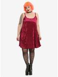 Burgundy Velvet Slip Dress Plus Size, , alternate