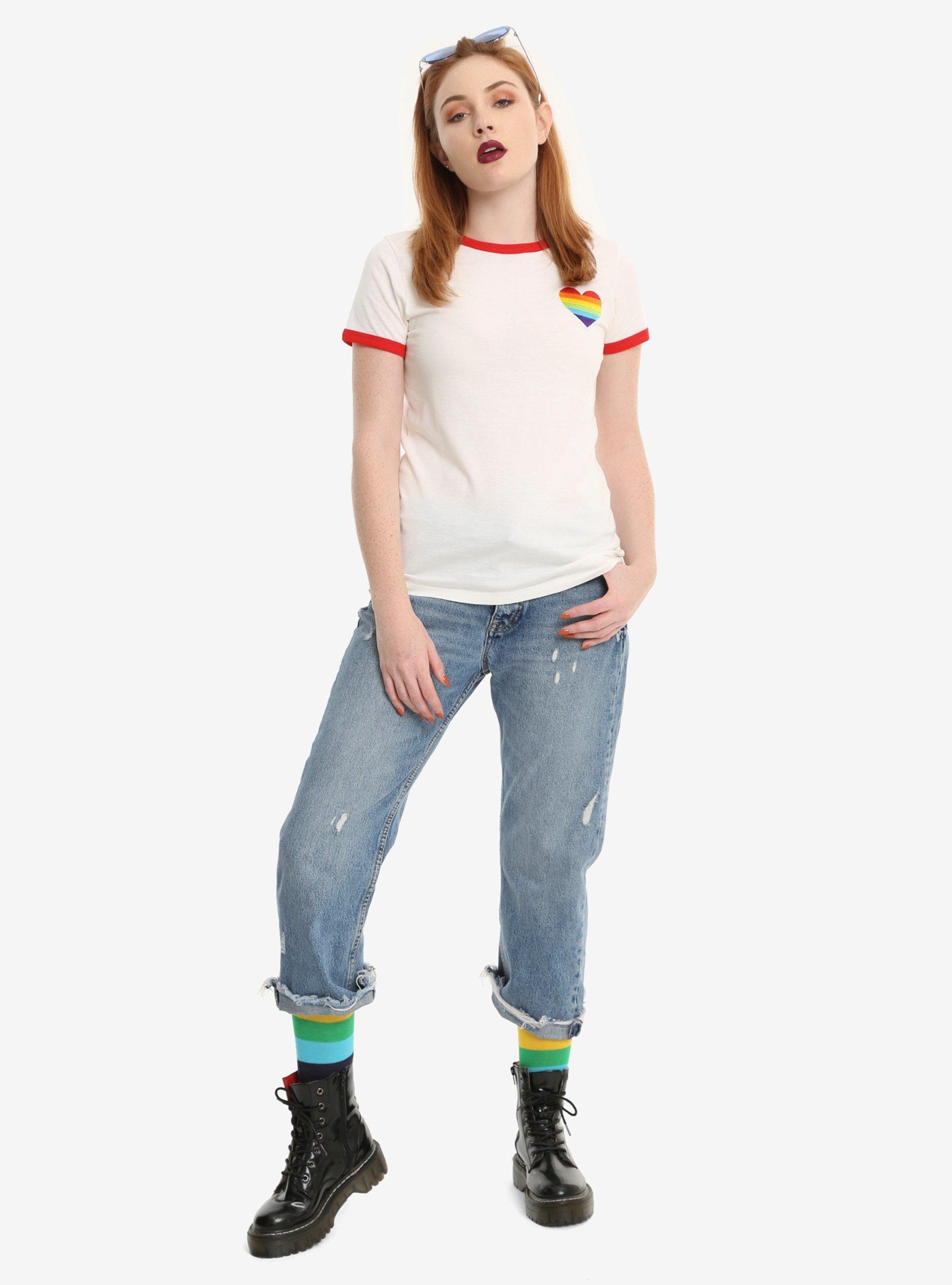 Pride Hearts Girls Ringer Tee, , alternate