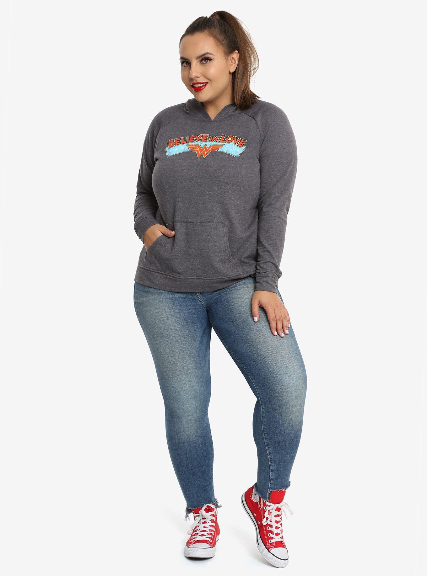 DC Comics Wonder Woman Believe In Love Hoodie Plus Size, , alternate