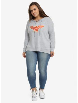 Plus Size DC Comics Wonder Woman Tie-Front Sweatshirt Plus Size, , hi-res