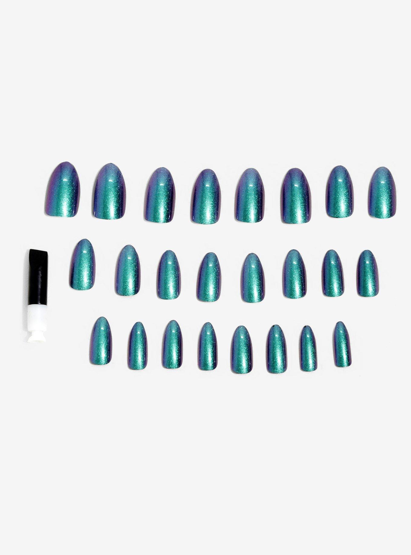 Blackheart Beauty Purple & Green Iridescent Faux Nails, , alternate