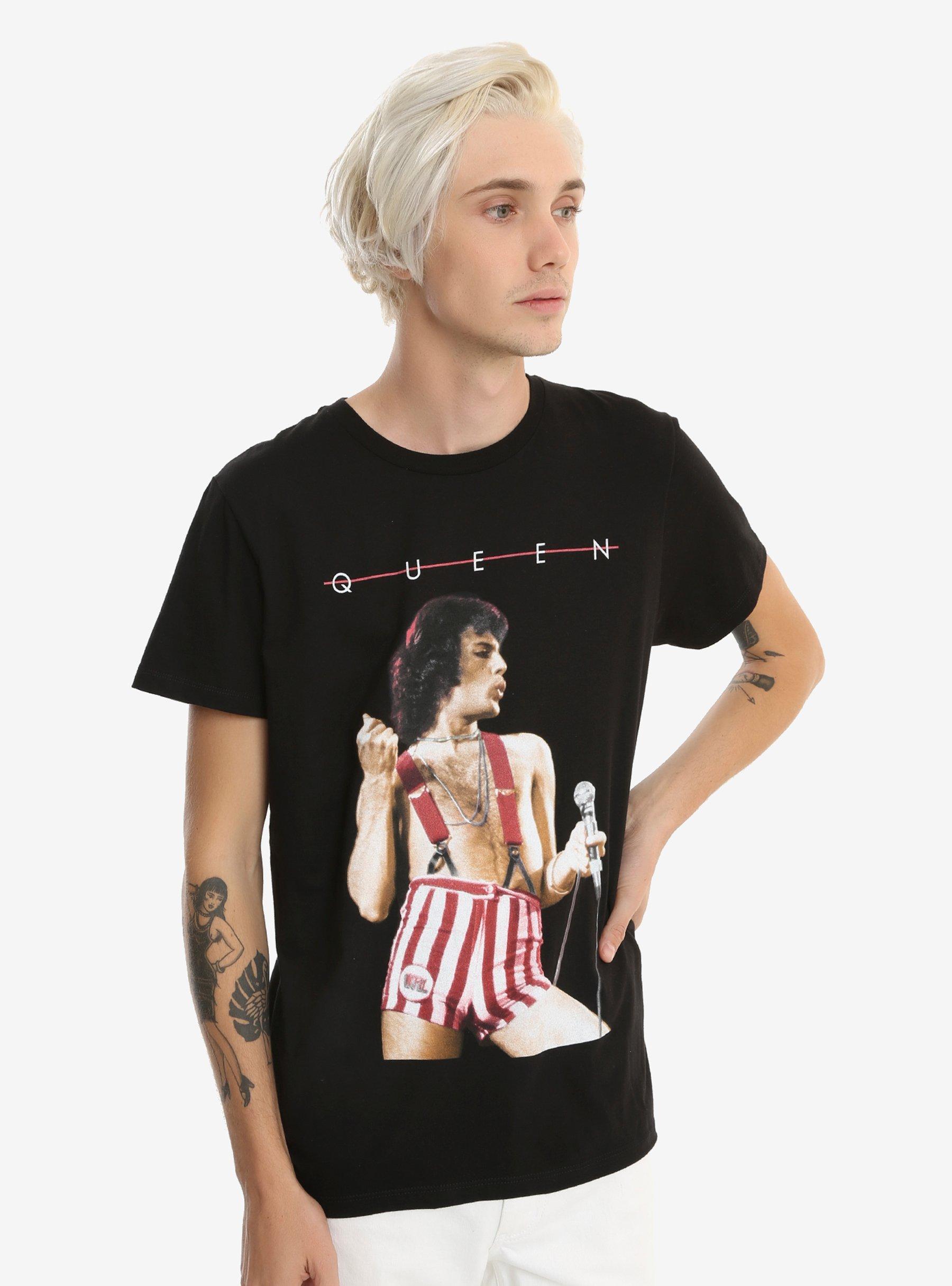 Queen Freddie Mercury Striped Shorts T-Shirt, , alternate