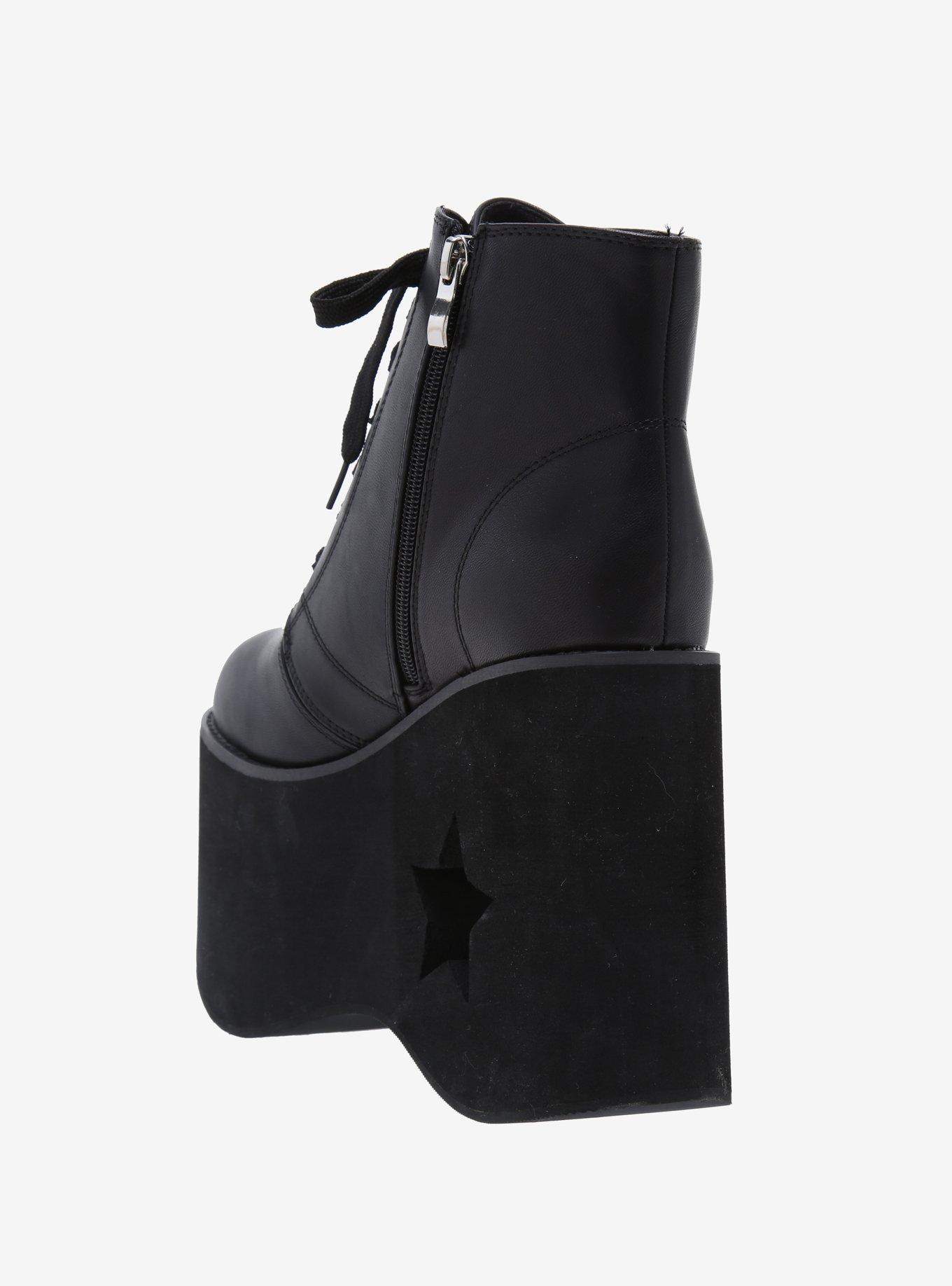 Black Star & Moon Cutout Platform Booties, , alternate