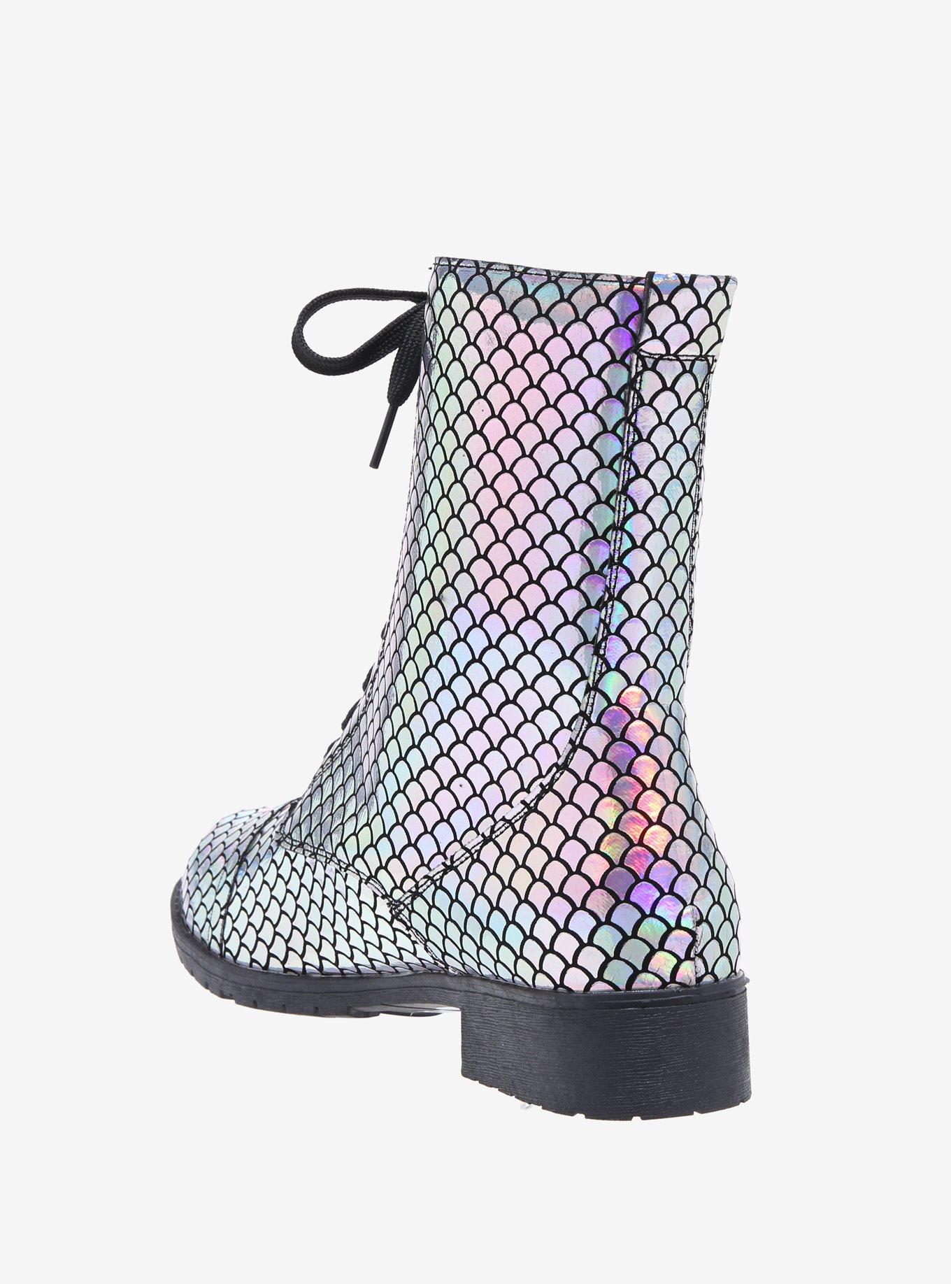 Holographic Mermaid Combat Boots, , alternate