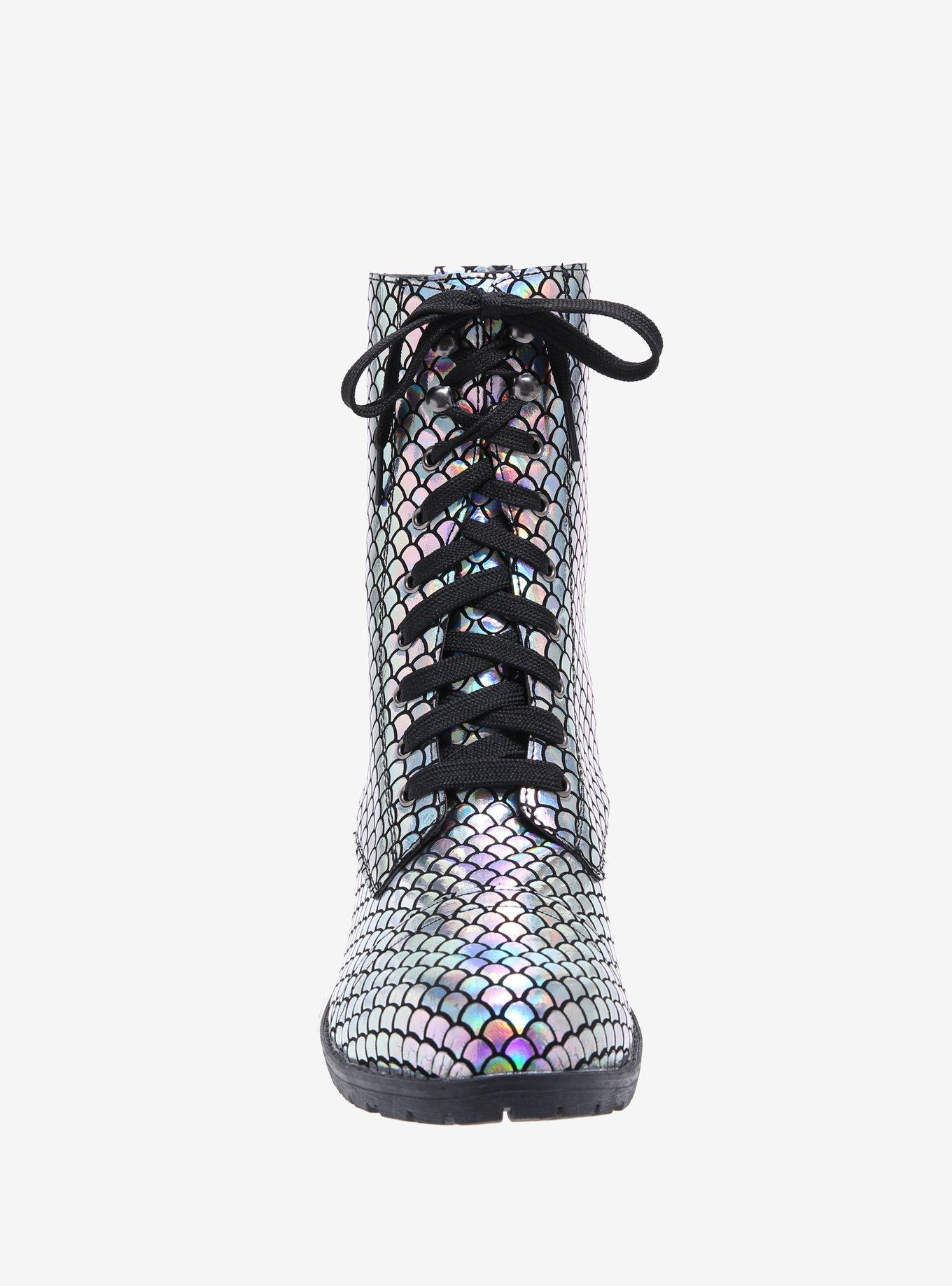 Holographic Mermaid Combat Boots, , alternate