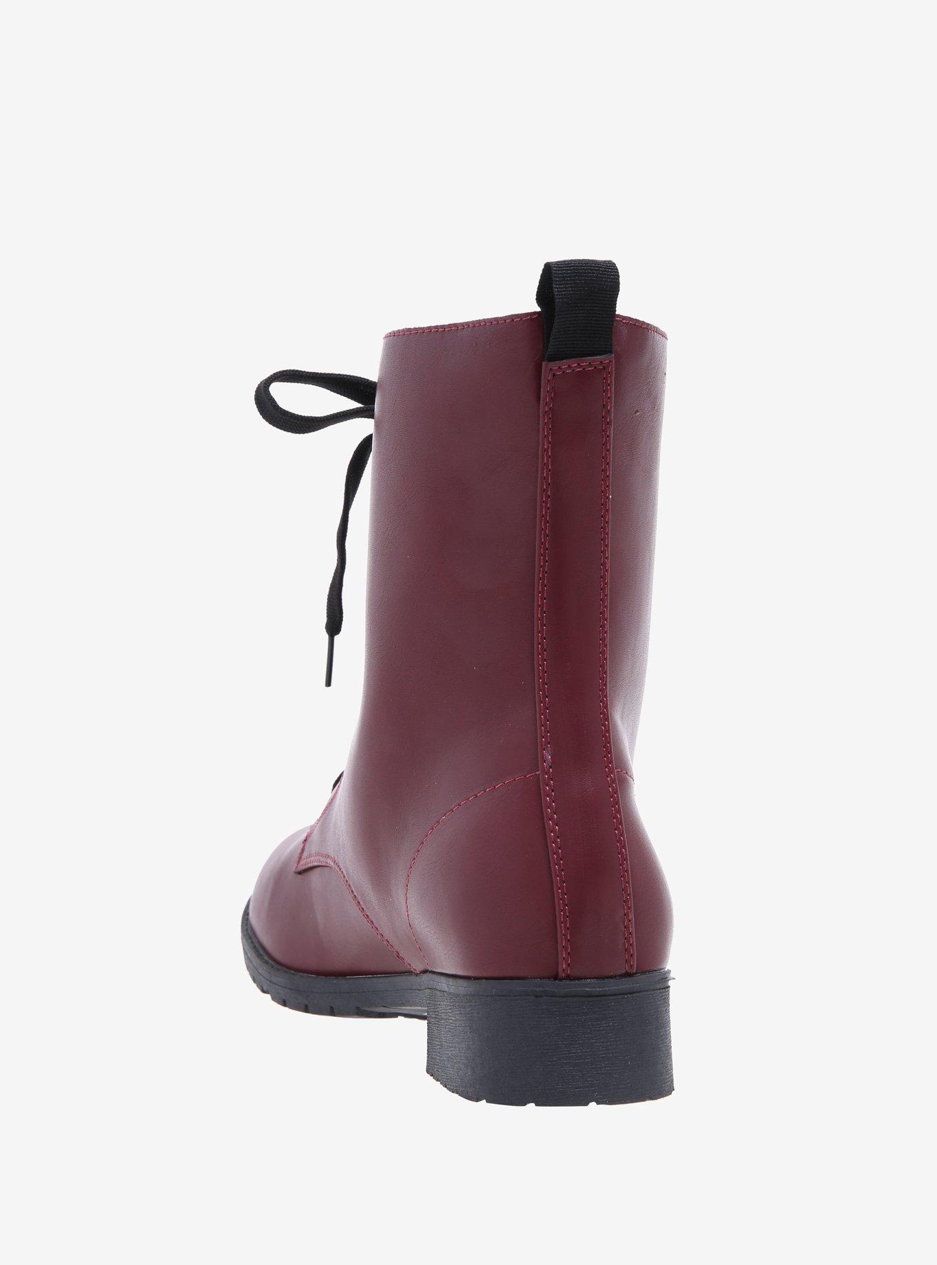 Burgundy Combat Boots, , alternate