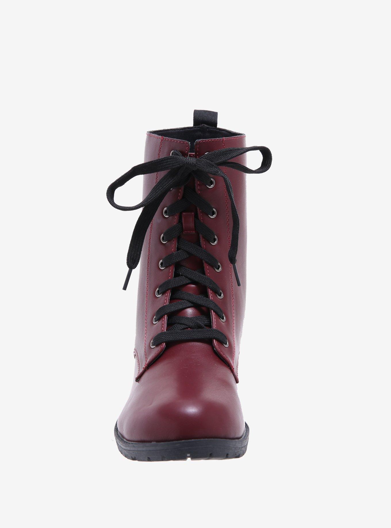 Burgundy Combat Boots, , alternate