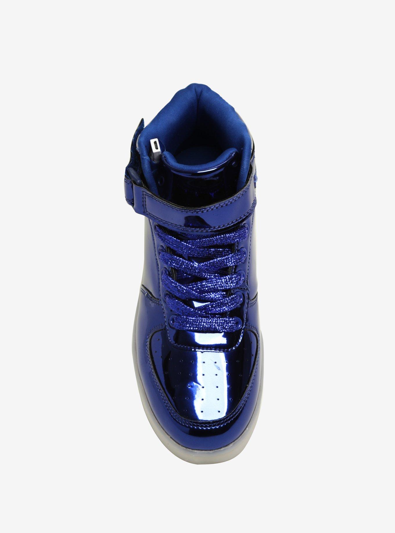 Blue Metallic Light-Up Hi-Top Sneakers, , alternate