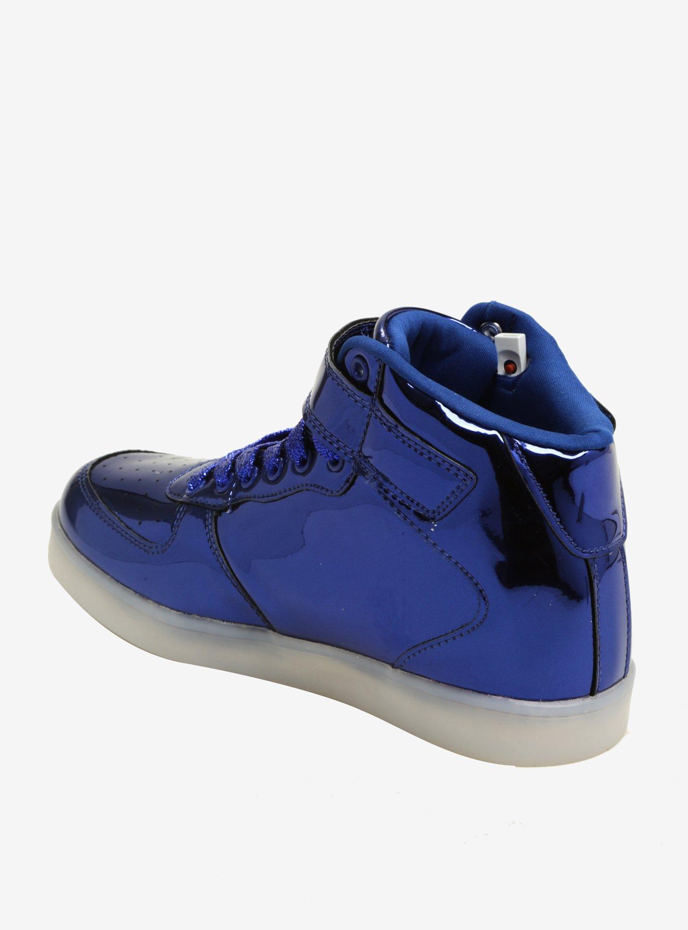 Blue Metallic Light-Up Hi-Top Sneakers, , alternate