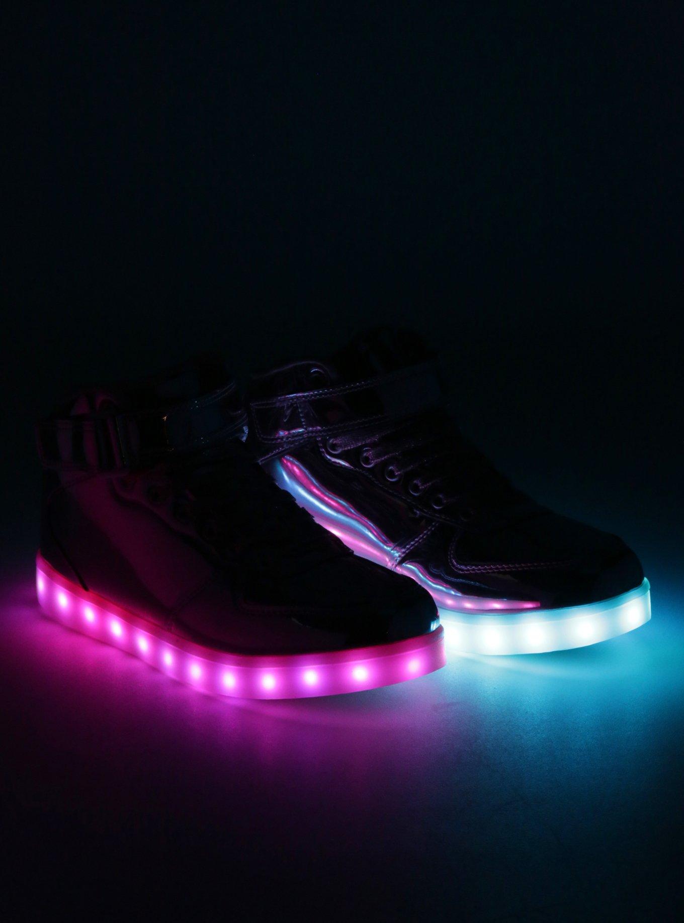 Pink Metallic Light-Up Hi-Top Sneakers, , alternate