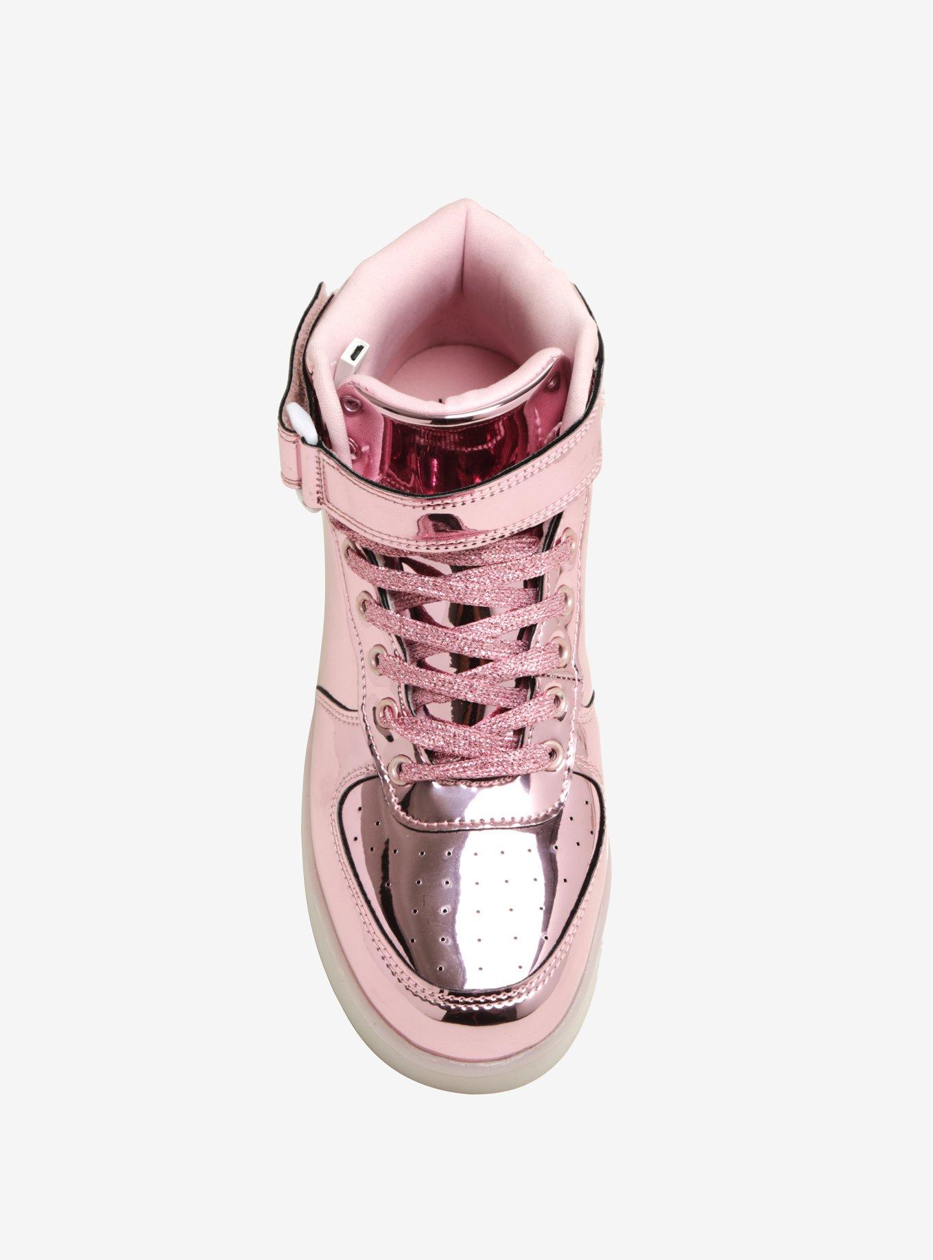 Pink Metallic Light-Up Hi-Top Sneakers, , alternate