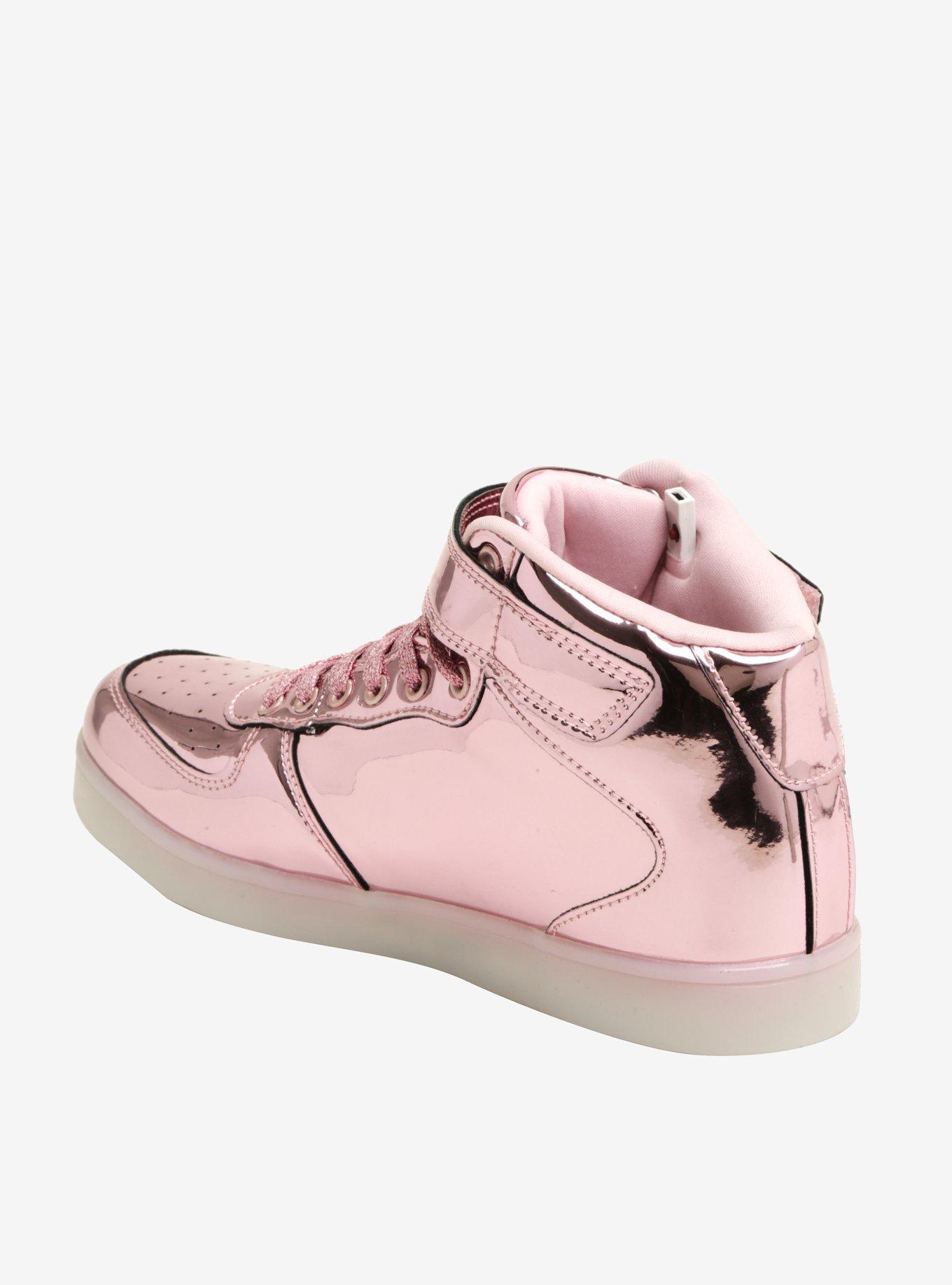 Pink Metallic Light-Up Hi-Top Sneakers, , alternate