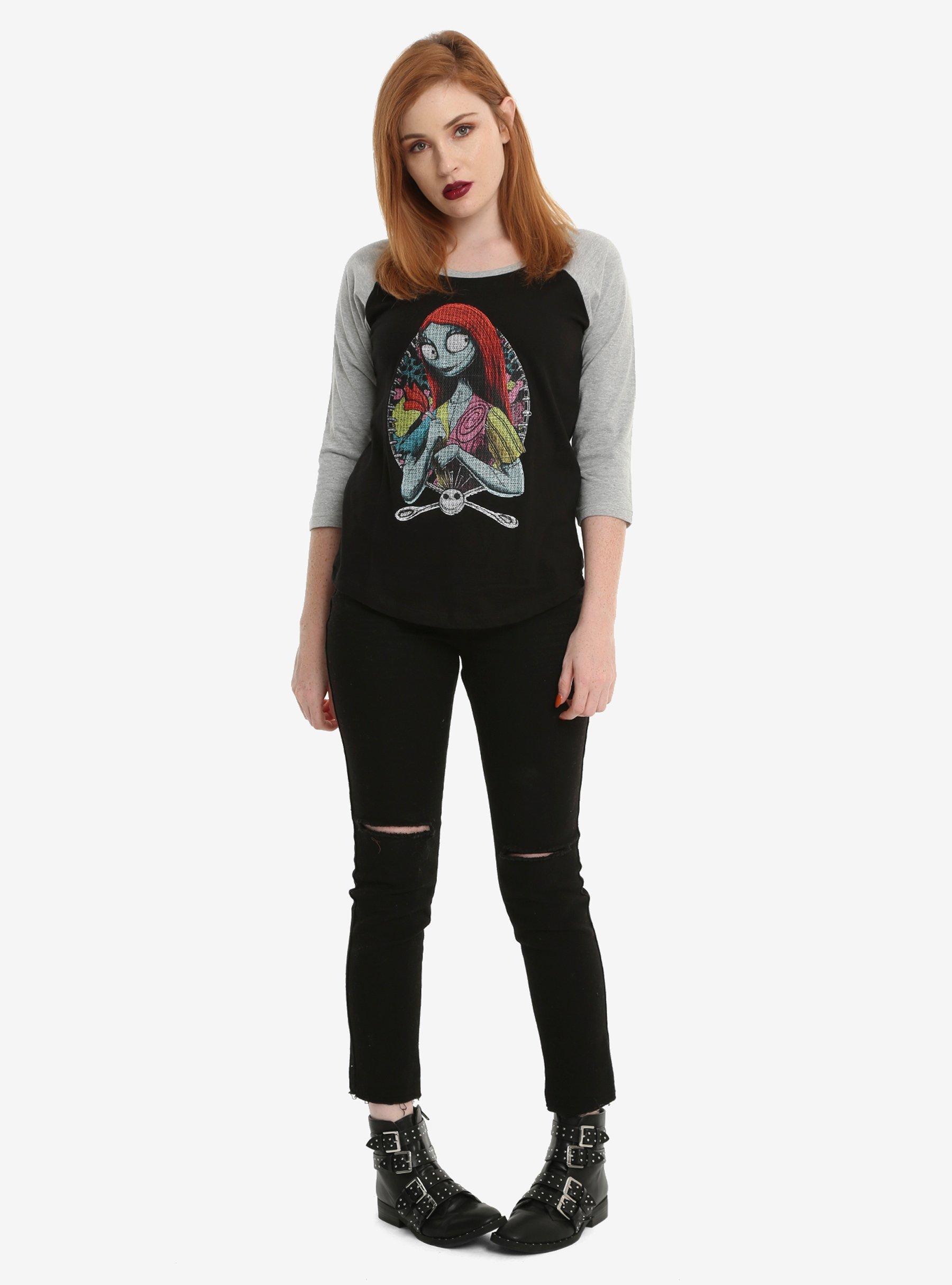 The Nightmare Before Christmas Pixel Thread Girls Raglan, BLACK, alternate