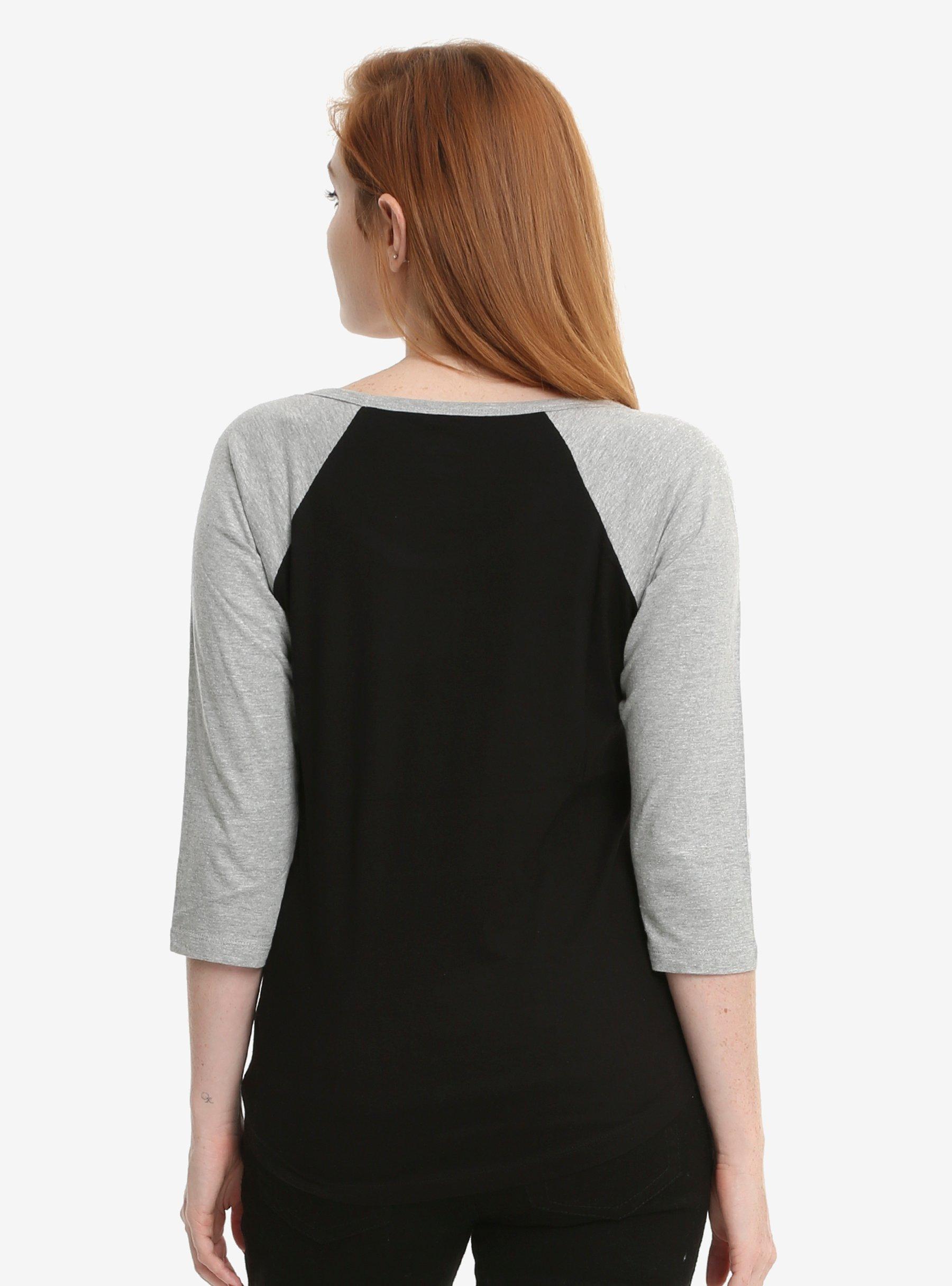 The Nightmare Before Christmas Pixel Thread Girls Raglan, BLACK, alternate