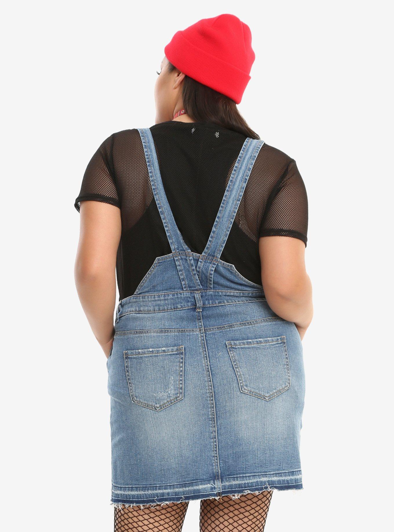 Distressed Denim Skirtall Plus Size, , alternate