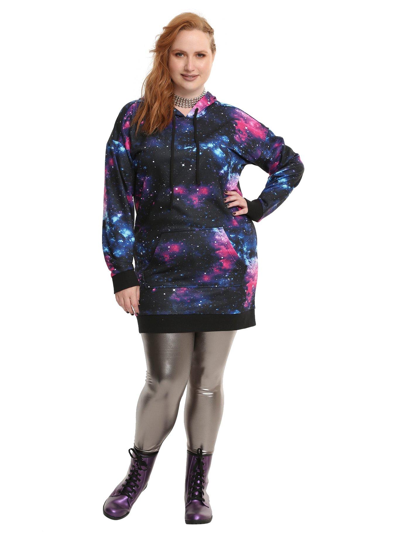 Galaxy Hoodie Dress Plus Size, , alternate