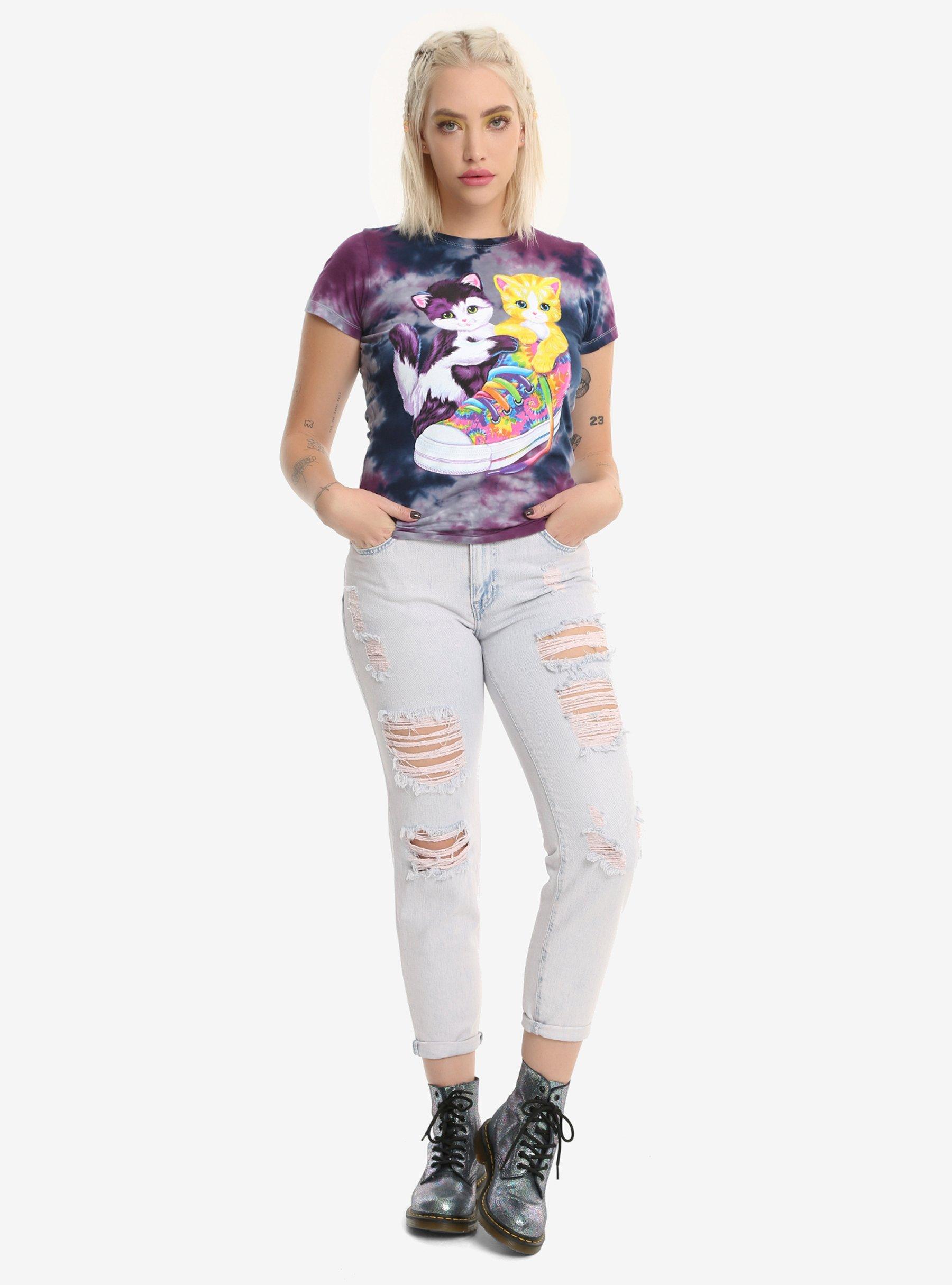 Lisa Frank Kitties & Shoe Tie Dye Girls T-Shirt, , alternate
