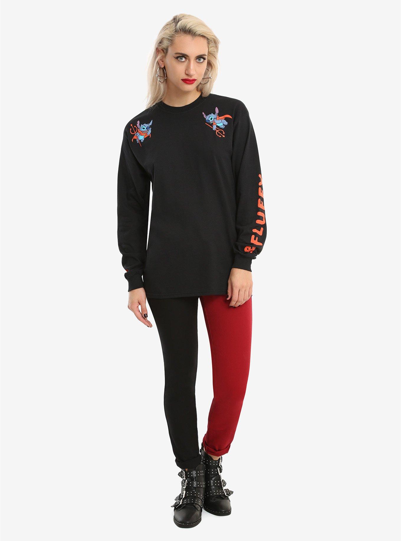 Disney Lilo & Stitch Cute & Fluffy Girls Long-Sleeve T-Shirt, BLACK, alternate