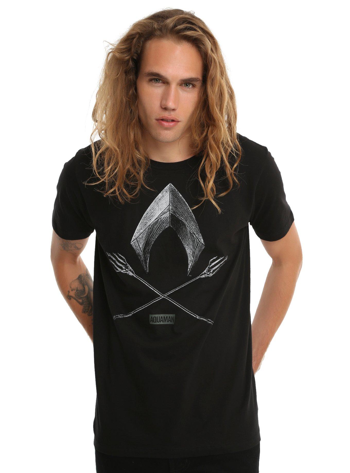 DC Comics Justice League Aquaman Trident Logo T-Shirt, , alternate