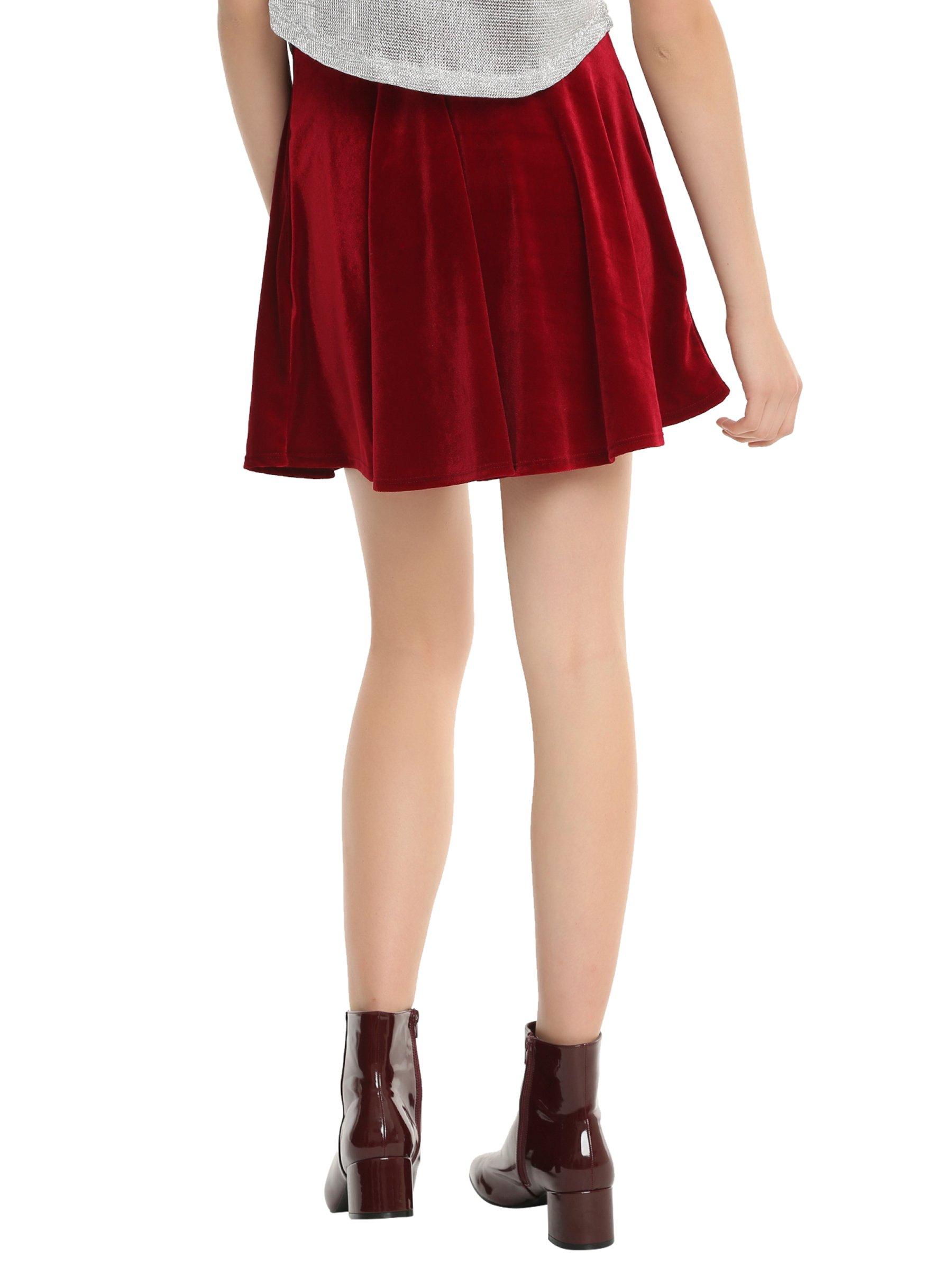 Burgundy Velvet Circle Skirt, BURGUNDY, alternate