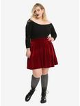 Burgundy Velvet Circle Skirt Plus Size, , alternate