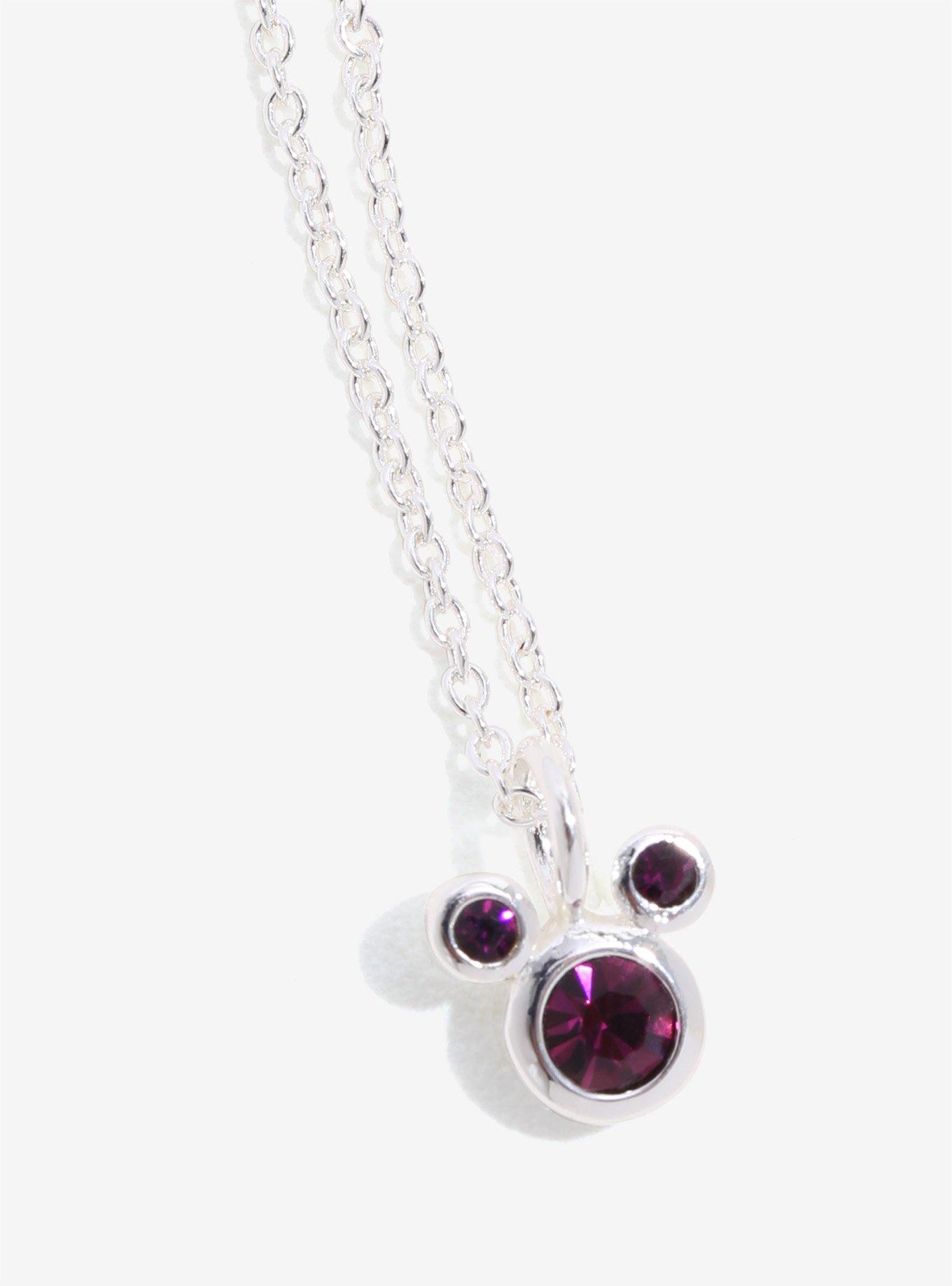 Disney Mickey Mouse February Amethyst Birthstone Necklace, , alternate