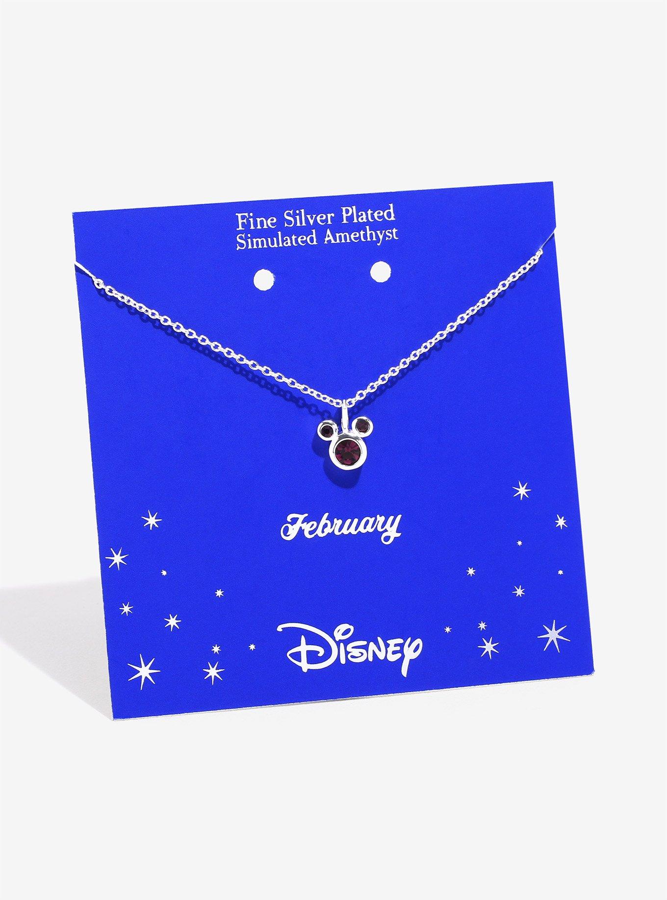 Disney Mickey Mouse February Amethyst Birthstone Necklace, , alternate