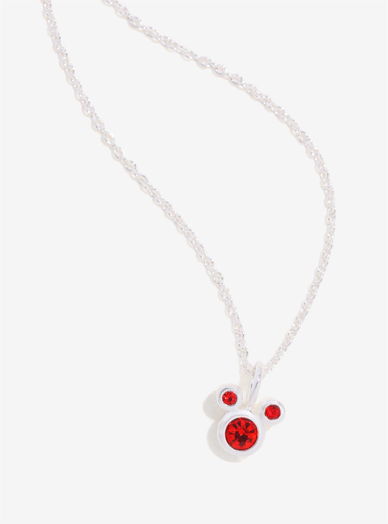 Disney Mickey Mouse January Siam Birthstone Necklace, , alternate