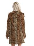 Leopard Print Faux Fur Girls Jacket, , alternate