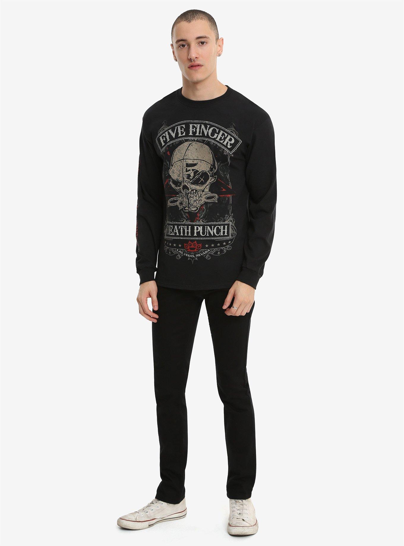 Five Finger Death Punch Rivet Skull Long-Sleeve T-Shirt, , alternate