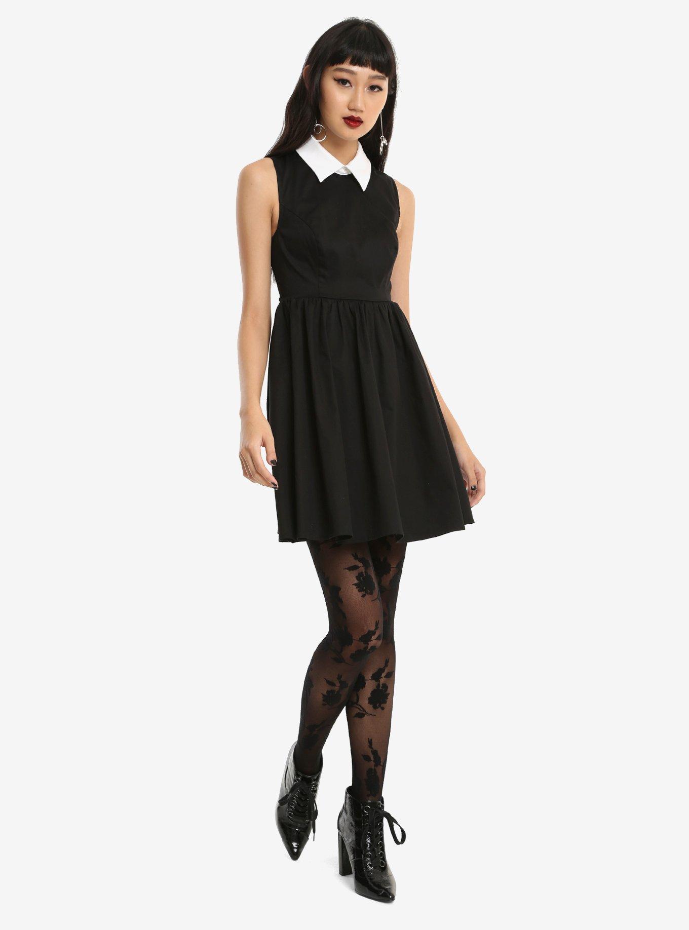 Black & White Collar Sleeveless Dress, , alternate