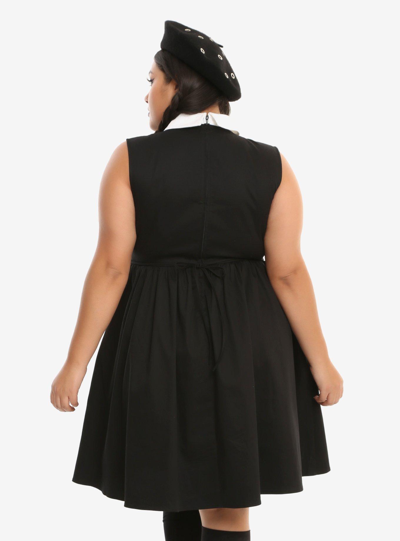 Black & White Collar Sleeveless Dress Plus Size, , alternate